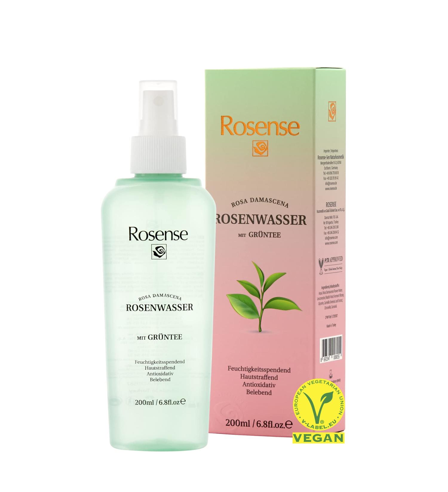 Rosense Rose Water Spray with Green Tea - 100% Natural Moisturizing Facial Cleanser | Vegan 200ml - Buy Online on GoSupps.com