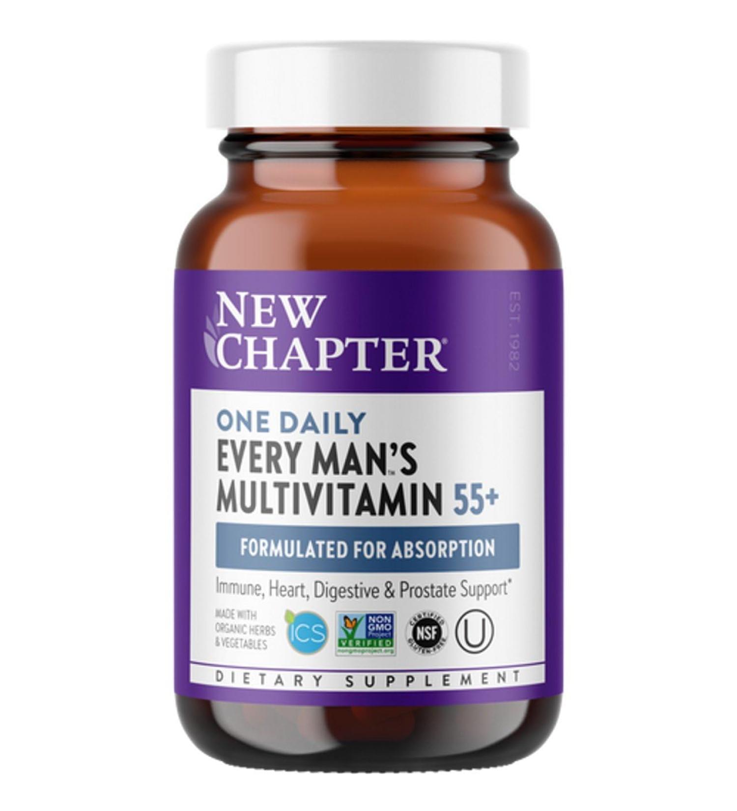 New Chapter Multivitamin for Men 50 Plus - Every Man's One Daily 55+ with Fermented Probiotics + Whole Foods + Astaxanthin + Organic Non-GMO Ingredients -24ct 24 Count (Pack of 1)