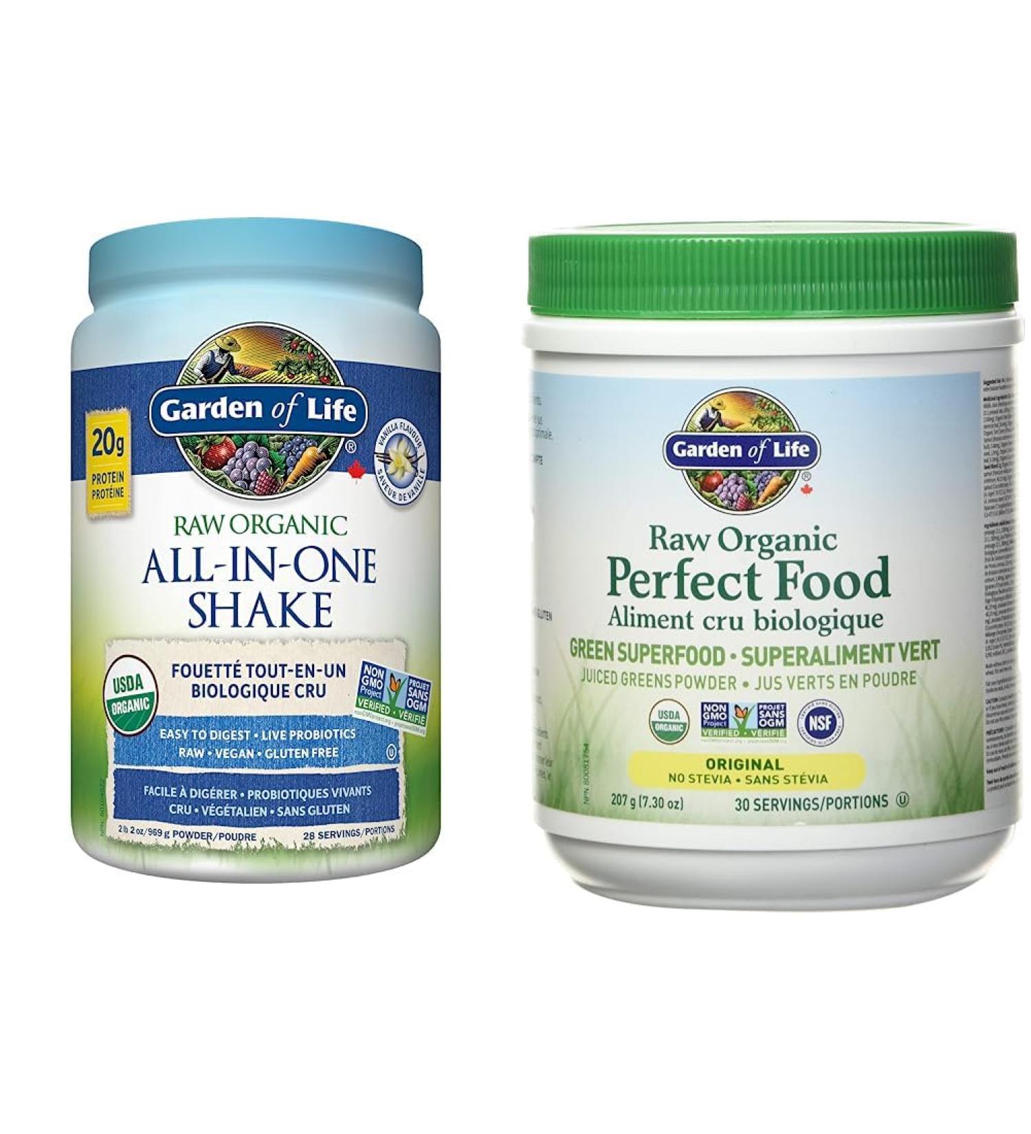 Garden of Life Raw All-in-One Nutritional Shake (Vanilla 28 servings) | Raw Organic Perfect Food Green Superfood (Original 207g) Shake + Raw Organic Vanilla 969 g (Pack of 1) - Buy Online on GoSupps.com