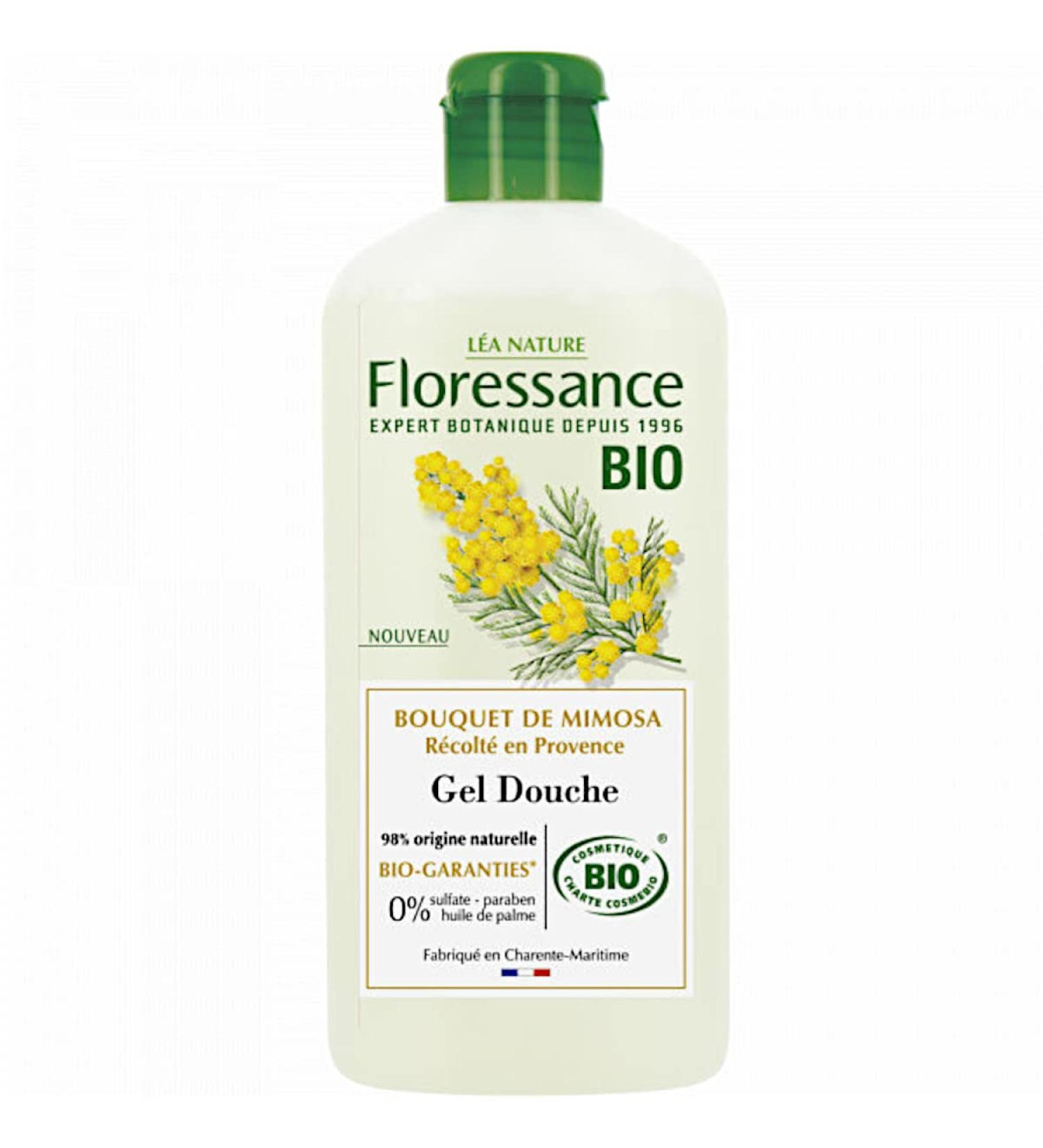 Floressance shower gel organic Mmosa bouquet without palm oil certified Bio Cosmos Organic 100 vegetable 250 ml