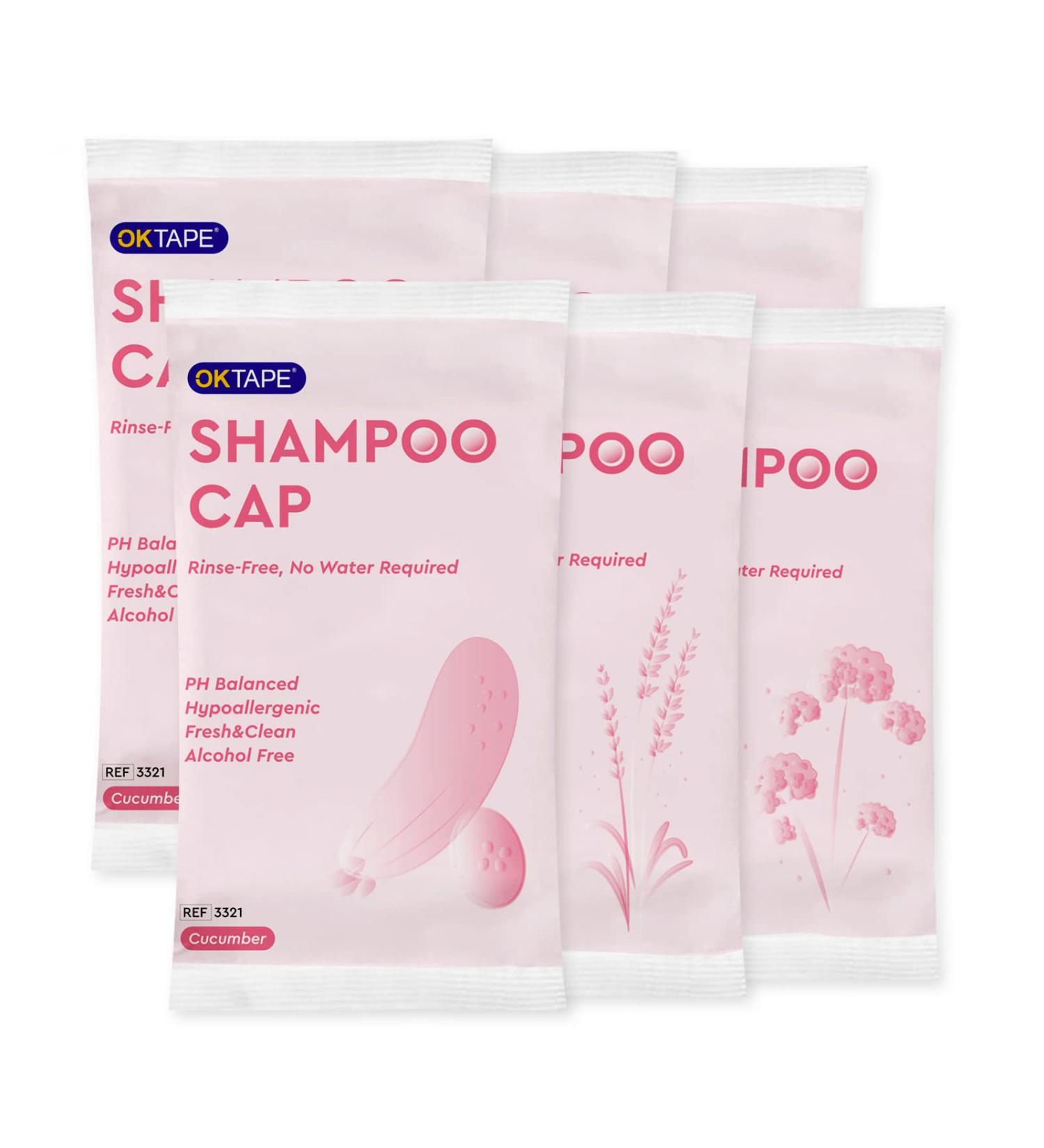 OK TAPE No Water Shampoo Caps (6-Pack) | Rinse Free Conditioning Shower Cap | Microwaveable | Cucumber Lavender Verbenae | 6 Count - Buy Online on GoSupps.com