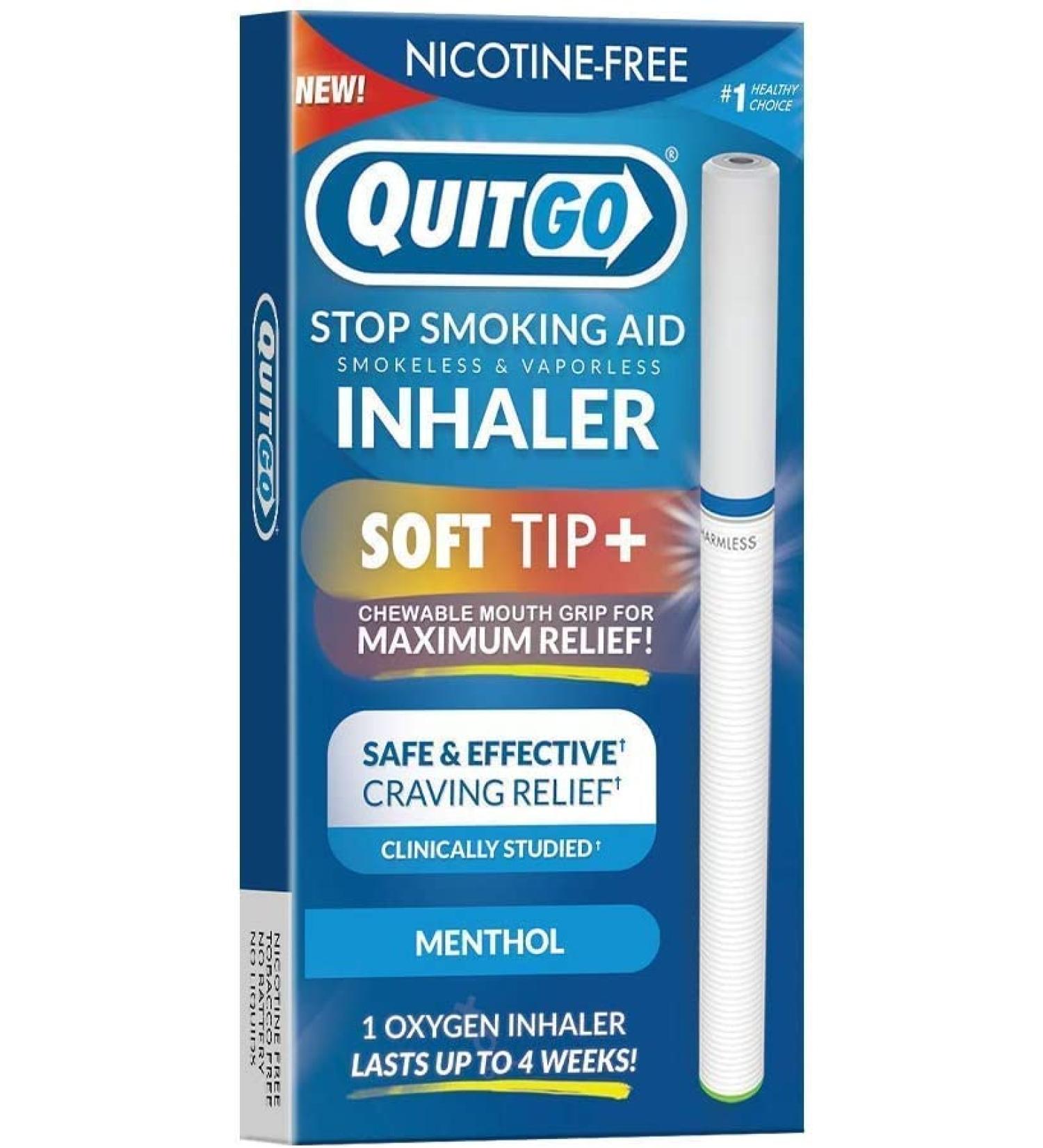 Stop Smoking, Smokeless Inhaler with Soft Tip Chewable Mouth Grip for Maximum Relief, Oral Fixation Support, Clinically Studied, Oxygen Inhaler Quit Smoking Aid (Menthol, 1 Pack)