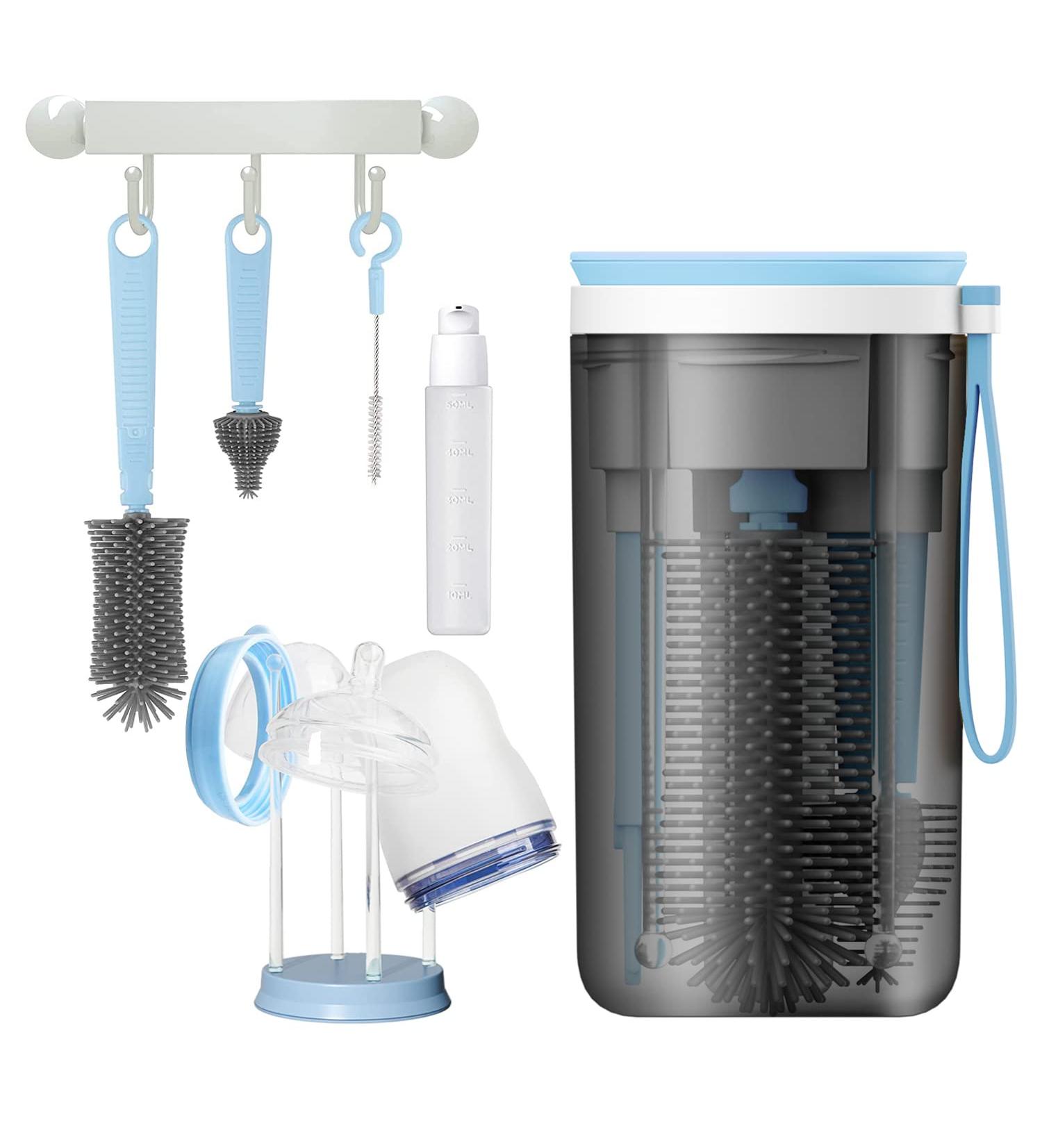 Orzbow 6 in 1 Baby Bottle Brush Set - BPA-Free Cleaner Kit for New Parents - Blue - Buy Online on GoSupps.com