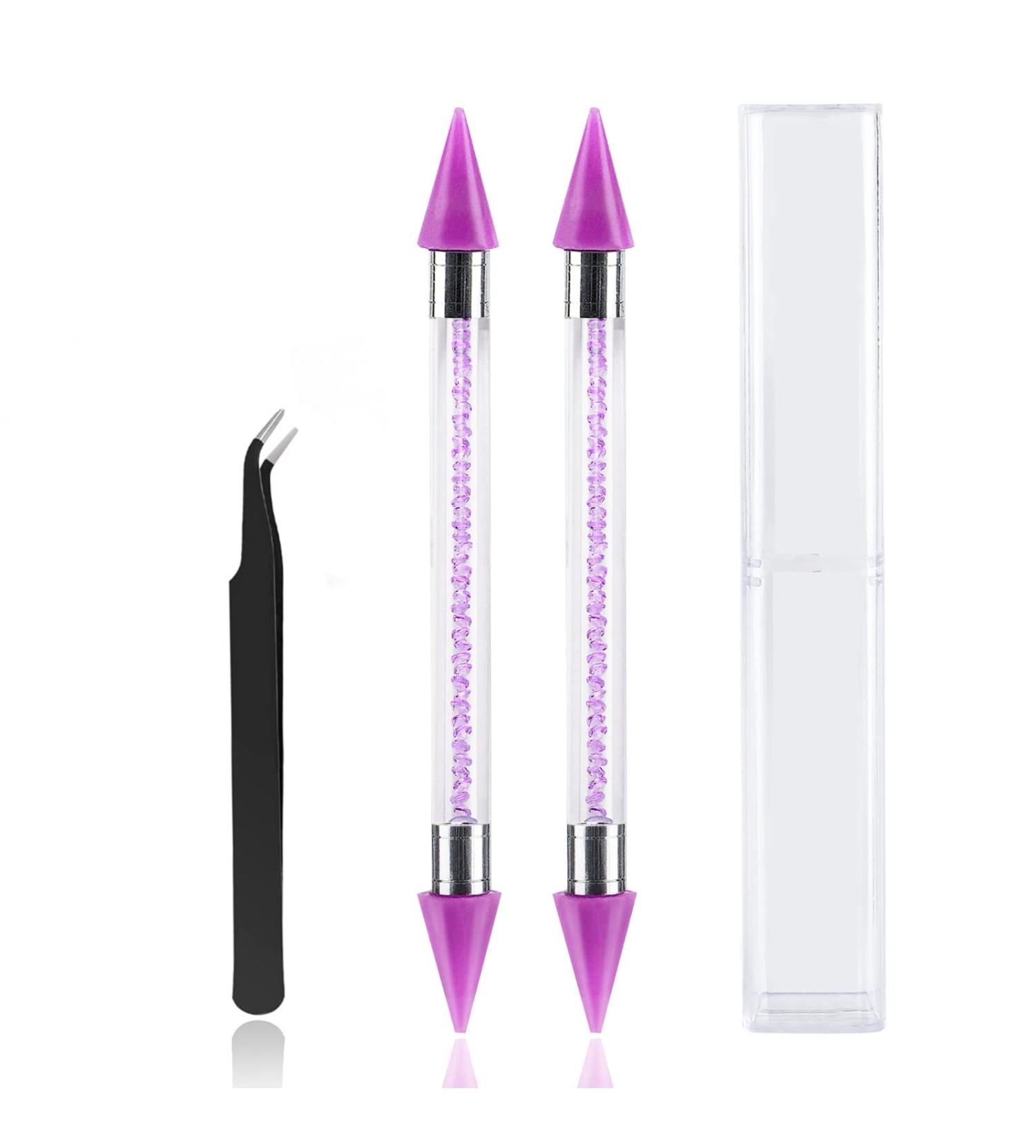 Nail Rhinestones Picker Dotting Pen | Dual-Ended Wax Pencil & Tweezers | Best Nail Art Tools Set for DIY Decoration - Buy Online on GoSupps.com