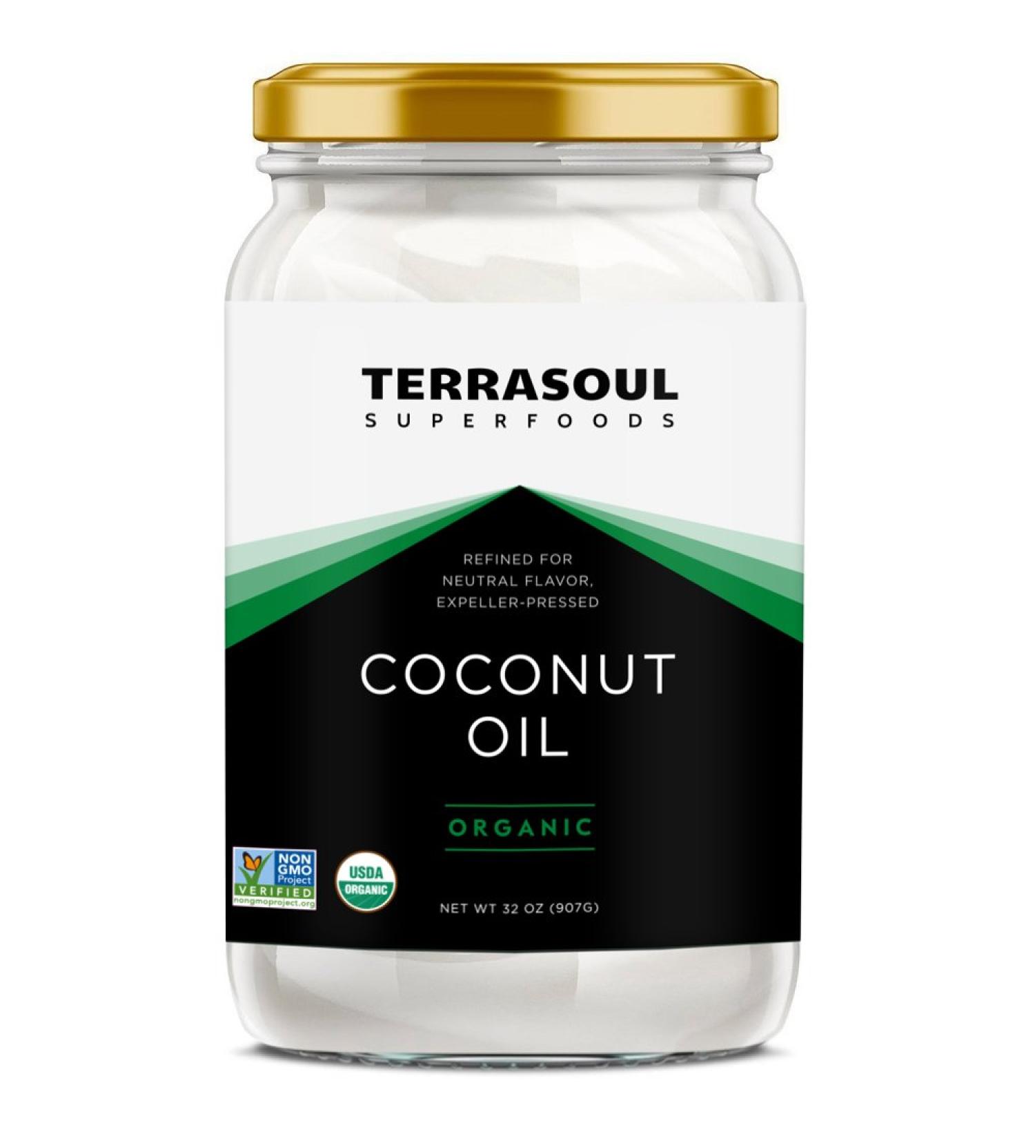 Terrasoul Superfoods Organic Coconut Oil - 2lbs Glass Jar | No Flavor or Scent - Buy Online on GoSupps.com
