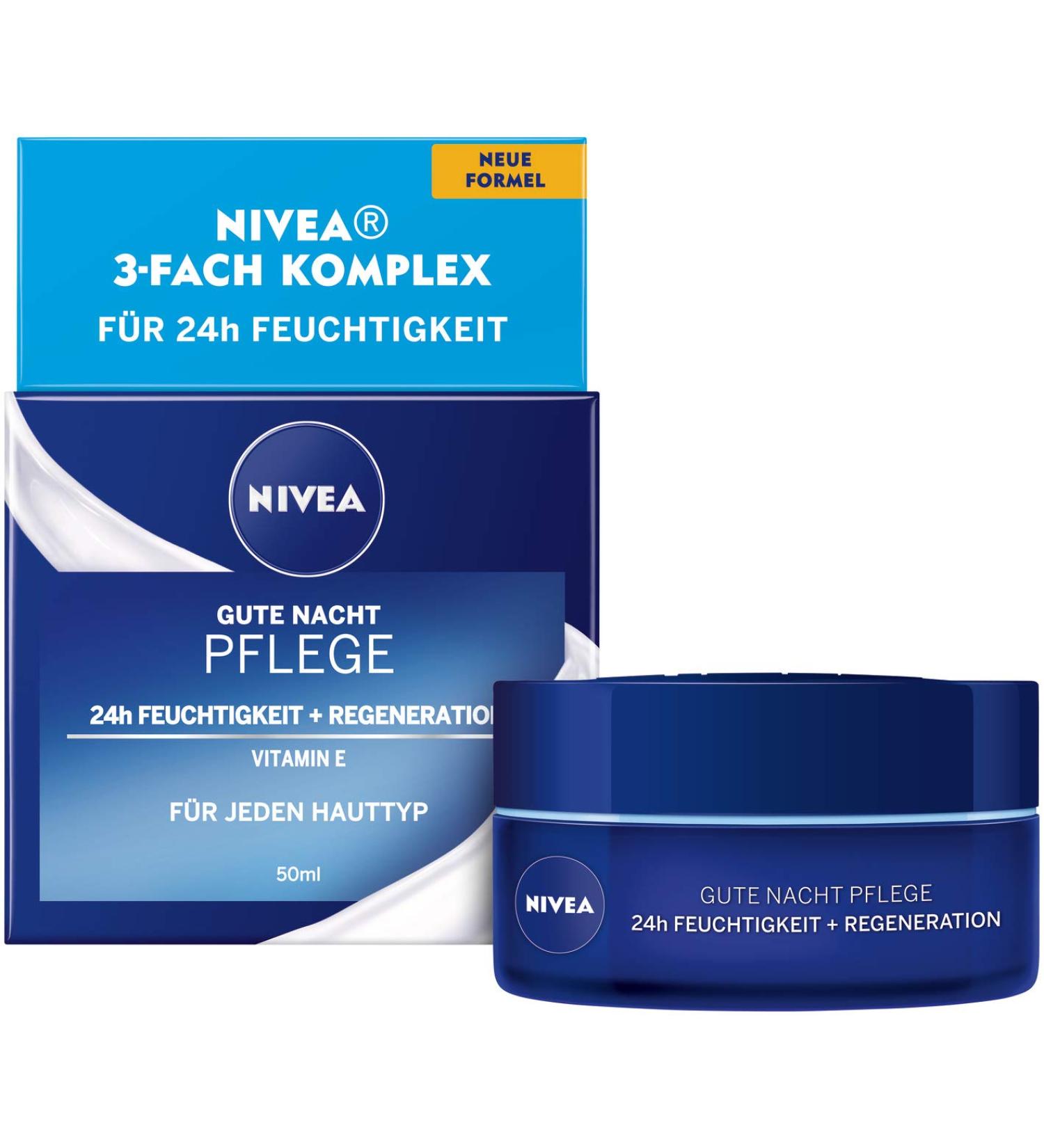 Nivea Good Night Care 24h Moisture & Regeneration Cream 50ml - Night Cream with Vitamin E & Lotus Extract for Overnight Skin Revitalization - Old Version - Buy Online on GoSupps.com