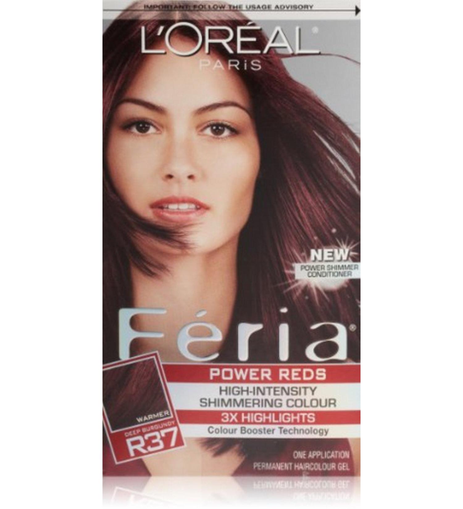 L'Oreal Paris Feria Multi-Faceted Shimmering Permanent Hair Color  R37 Blowout Burgundy (Deep Burgundy)  Pack of 1  Hair Dye 1 Count (Pack of 1) REDS R37 Blowout Burgundy (Deep Burgundy)