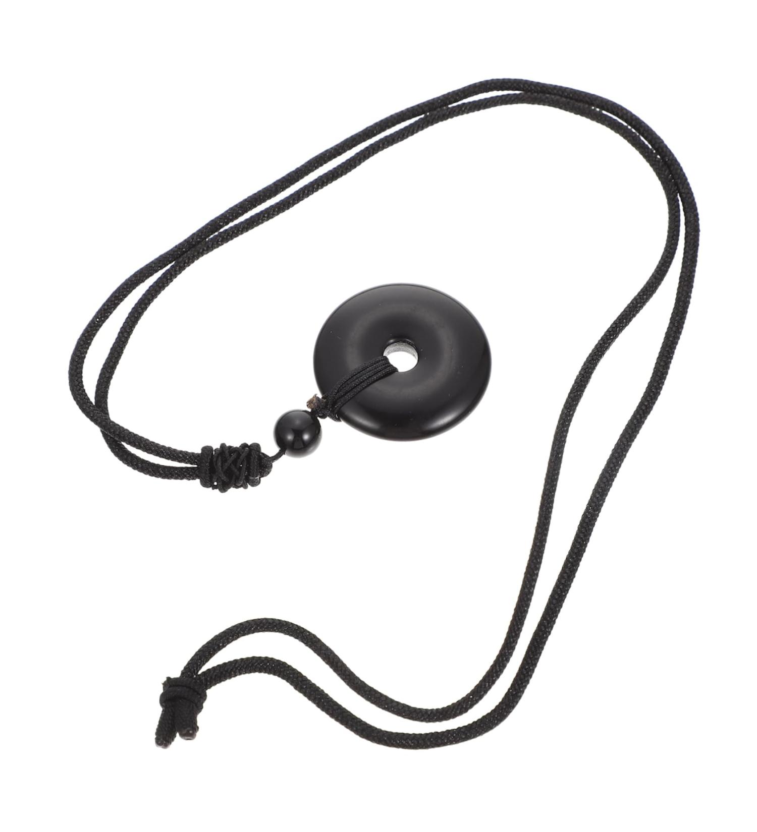 Goohochy Women's Necklace with Safety Buckle & Circle Trailer Stone - Portable Crystal Pendant Jewelry for Festivals - Black 3x3x1cm - Buy Online on GoSupps.com