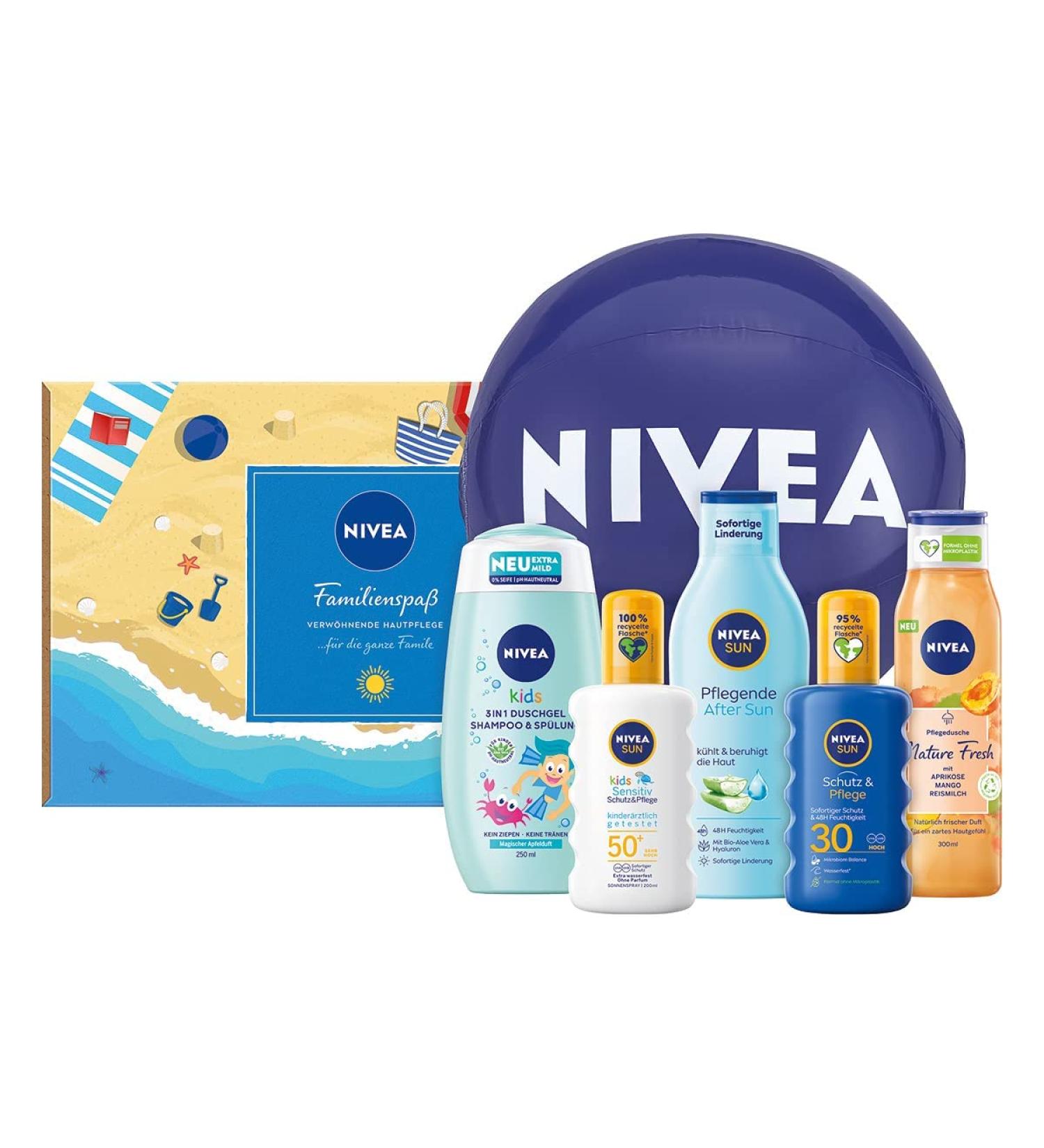 Nivea Family Fun Set - 5-Piece Sun Protection Gift Set with Sun Spray Care Shower & More for All Ages - International Shipping Available - Buy Online on GoSupps.com