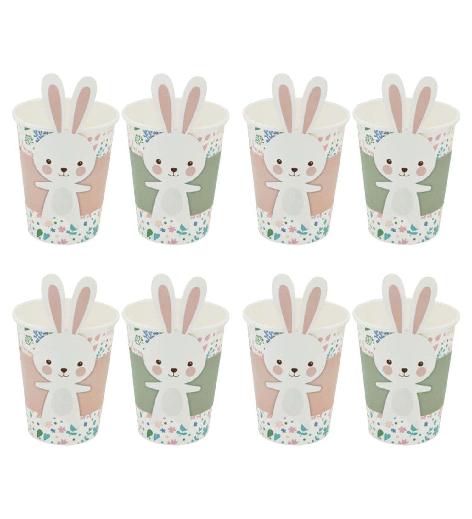 LEAQU Paper Plate Safe to Use Easter Bunny Paper Cup Holiday Party Dinnerware Create Atmosphere BPA Free B