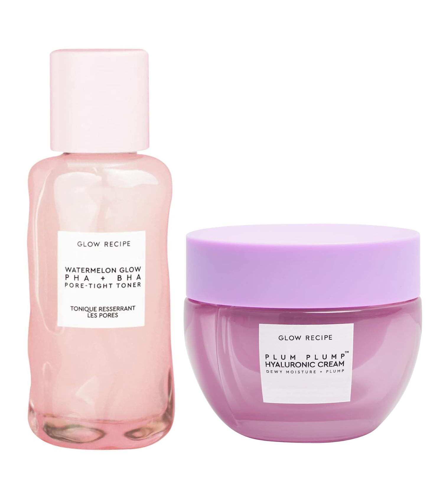 Glow Recipe Glow Reciple Mini Watermelon Glow PHA + BHA Facial Toner & Pore Minimizer with Hyaluronic Acid (40 ml) + Plum Plump Hyaluronic Acid Moisturizer Face Cream for Dry Skin (50 ml) - Buy Online on GoSupps.com