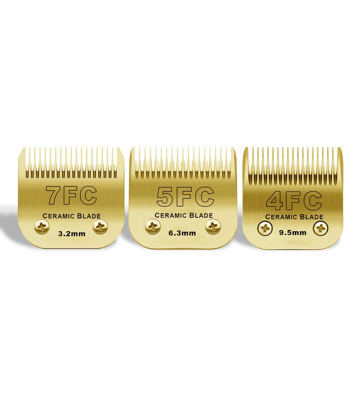 Buy 7FC/5FC/4FC Ceramic Dog Clads - Compatible with MOSER 45-50 Heiniger Andis Oster A5 Wahl KM10 - 3-Pack Gold Set - Buy Online on GoSupps.com