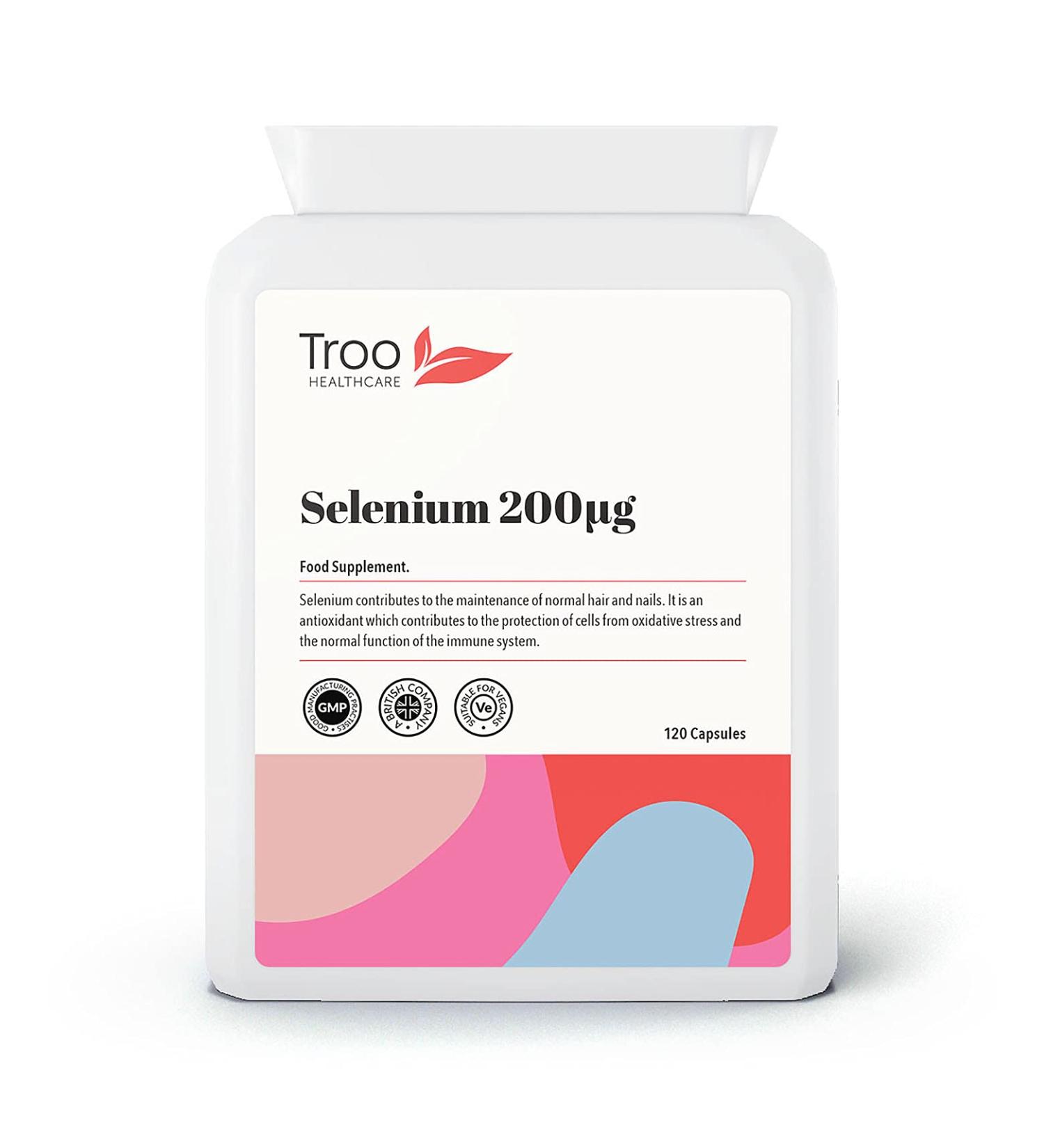 Selenium 200g 120 Capsules - Immune Support & Thyroid Function - Antioxidant Supplement for Hair, Nails - Buy Online on GoSupps.com