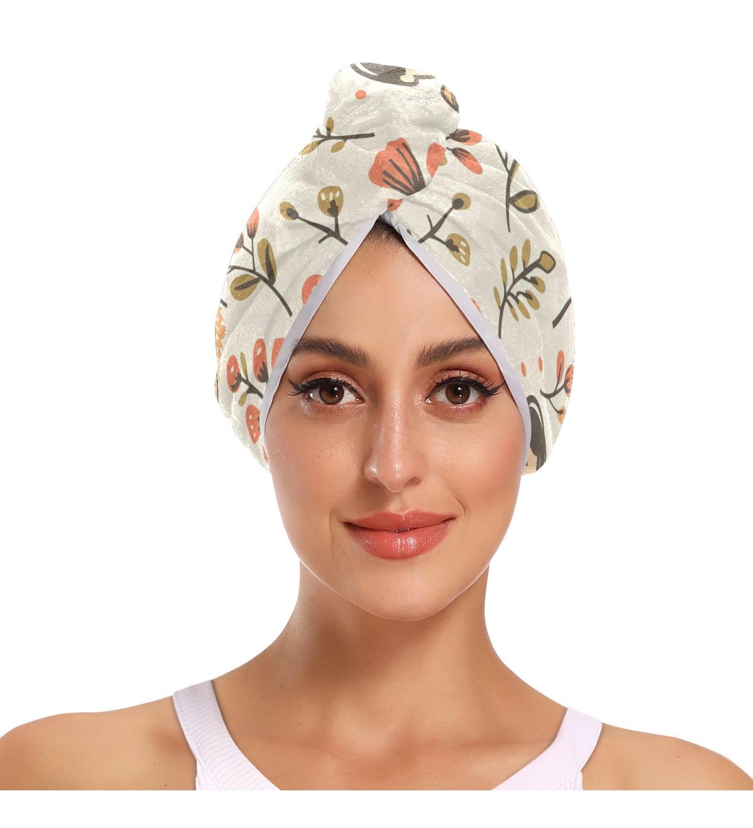 Super Absorbent Mother's Day Flowers Hair Towel 2 Pack | Quick Dry Hair Turbans for Women & Girls - Buy Online on GoSupps.com
