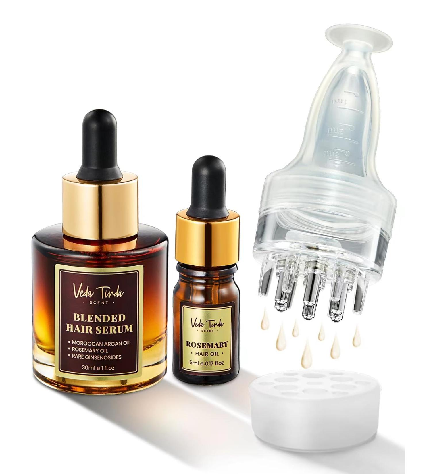 VTS Hair Serum Applicator Set - Rosemary & Moroccan Argan Oil for Hair Growth | Scalp Massager for Men & Women - Buy Online on GoSupps.com