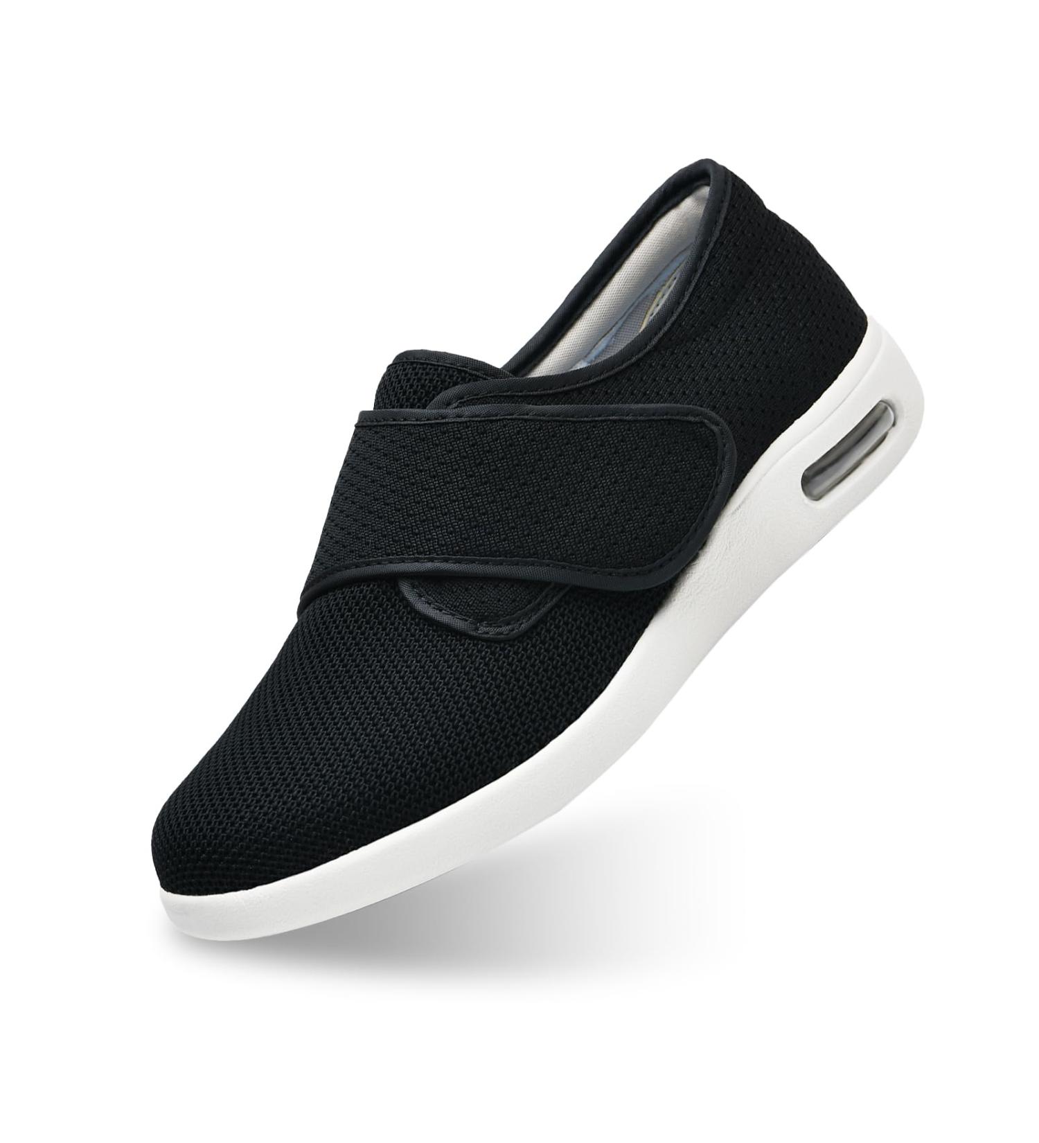 ERLESEN Diabetic Shoes for Men & Women - Extra Wide Velcro Shoes for Edema & Swollen Feet - Adjustable Elderly Shoes for Foot Pain Relief - 9.5 X-Wide Black - Buy Online on GoSupps.com