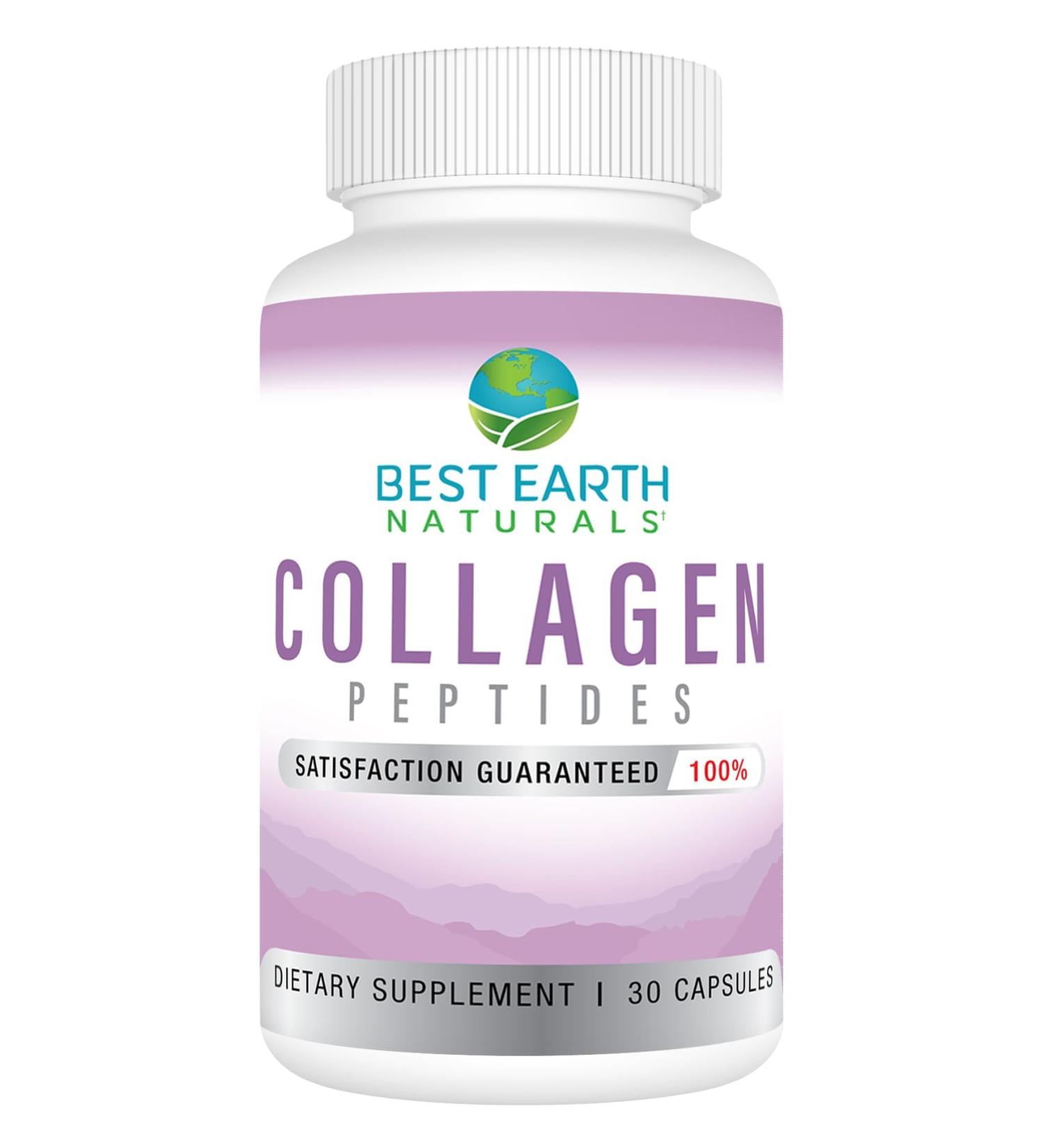 Best Earth Naturals Hydrolyzed Collagen Type I & III - Collagen Peptides Supplement for Women and Men to Support Hair Skin Nails & Joints 30 Day Supply (30 Capsules) - Buy Online on GoSupps.com