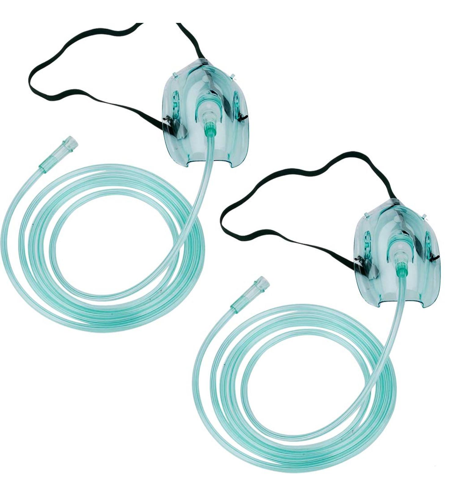 Adult Elongated Oxygen Mask - 2 Pack with 6.6' Tubing and Adjustable Strap - XL Size - Buy Online on GoSupps.com
