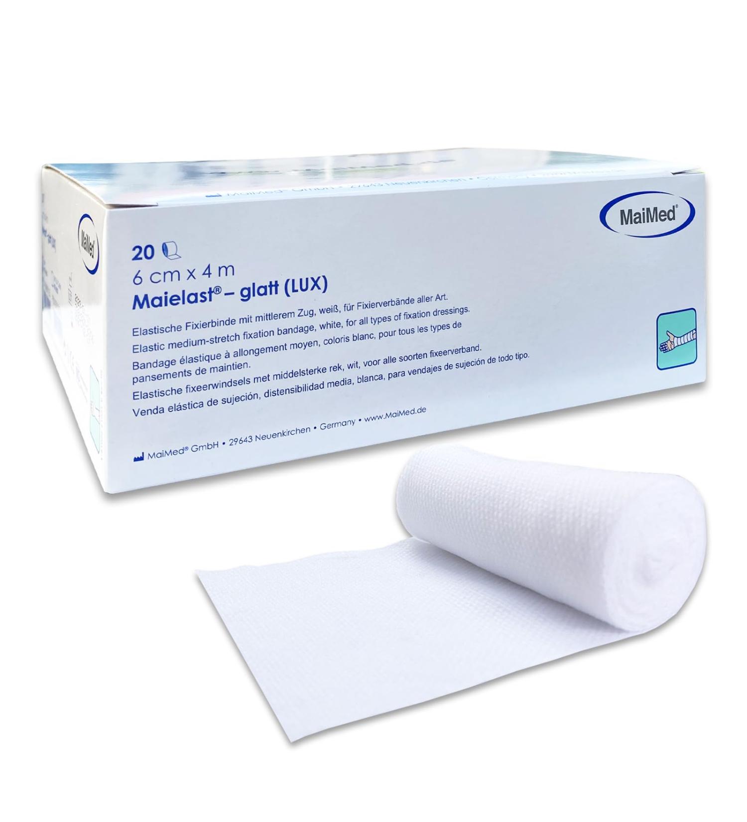 Gauze Bandages 6cm x 4m | Elastic Fixation Bandage - 20 Pieces | Latex-Free 80% Stretchability - Ideal Dressing Material for Universal Use - Buy Online on GoSupps.com