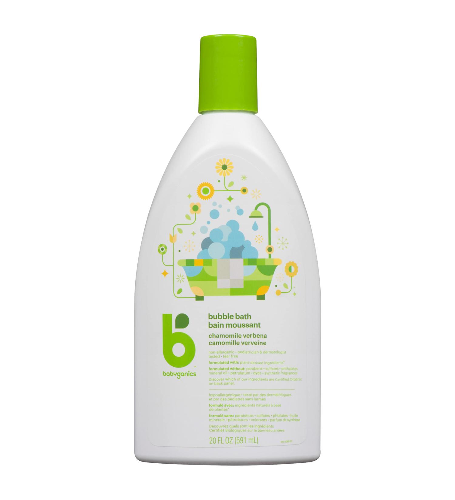 Babyganics Baby Bubble Bath Made with Plant-Derived & Non-Allergenic Ingredients Use as Both Baby Shampoo & Body Wash Tear Free Chamomile Verbena Scent 591 ml Bottle Packaging May Vary Clear - Buy Online on GoSupps.com