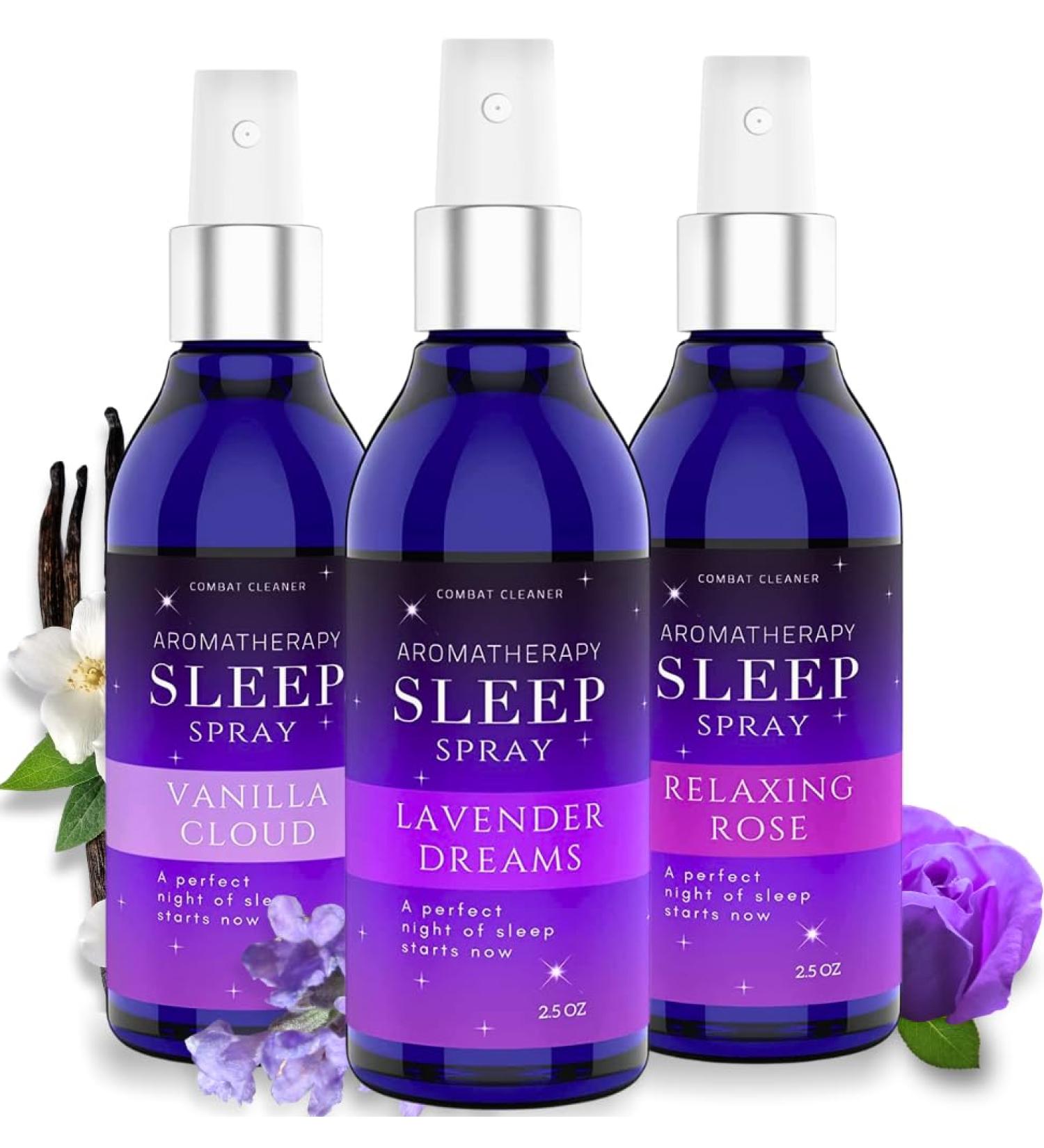 Pillow Sleep Spray Mist for Deep Sleep | Help Stress & Anxiety Relief Aid | (Pack of 3) Calming Lavender Vanilla Rose Mist | by Combat Cleaner - Buy Online on GoSupps.com