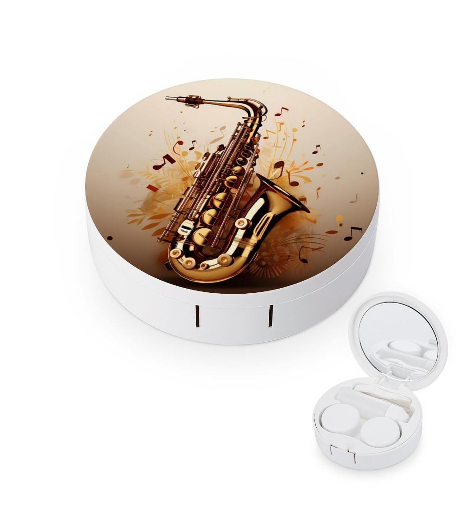 Saxophone Contact Lens Case with Mirror | Cute Portable Eye Travel Kit - Buy Online on GoSupps.com