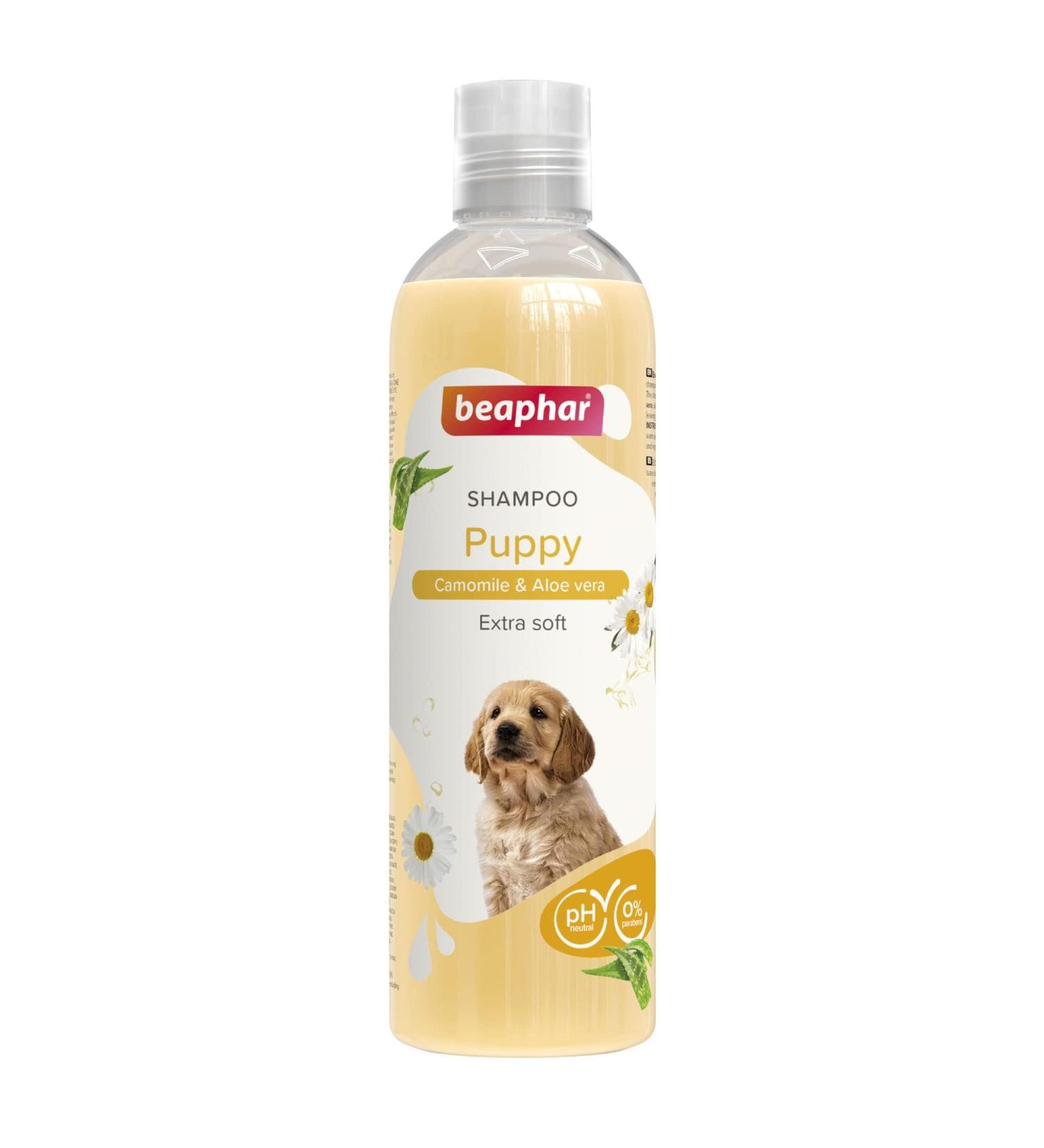 Beaphar Puppy Shampoo Enriched with Camomile & Aloe vera Specially Formulated for a Puppy s Sensitive Skin Vegan Mild & pH Neutral For Fresh Clean Shiny Coats 250 ml Yellow - Buy Online on GoSupps.com