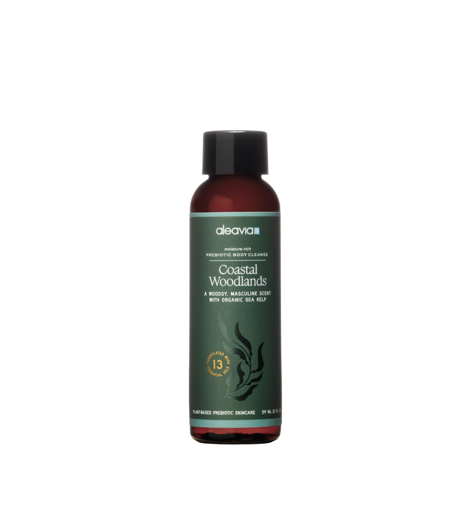 Aleavia Coastal Woodlands Mens Body Cleanse Travel Size Organic & All-Natural Prebiotic Body Wash for Men Woodsy Notes Scented with 13 Essential Oils Nourish Your Skin Microbiome 2 Oz. - Buy Online on GoSupps.com