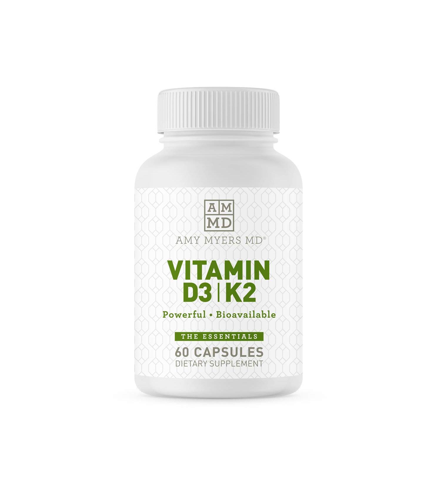 Dr. Amy Myers Vitamin D3 K2 - 10,000 IU D3 & 45mcg K2 MK-7 - Immune Support, Energy, Bone Health - Non-GMO 60 Capsules - Buy Online on GoSupps.com