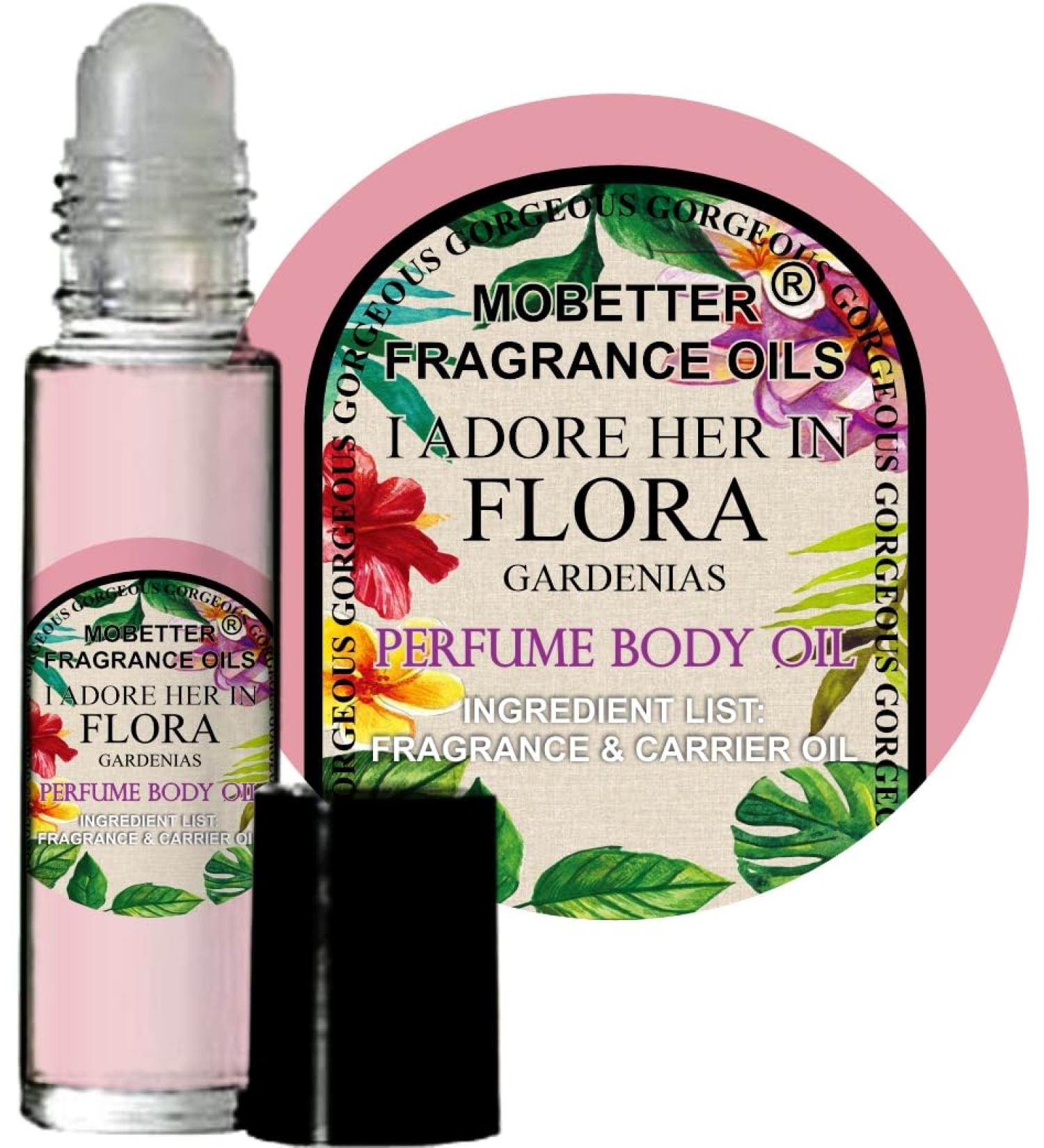 MOBETTER FRAGRANCE OILS I Adore Her In Flora Gardenias Perfume Women Body Oil I Adore Her In Flora Gardenias 0.33 Fl Oz (Pack of 1)