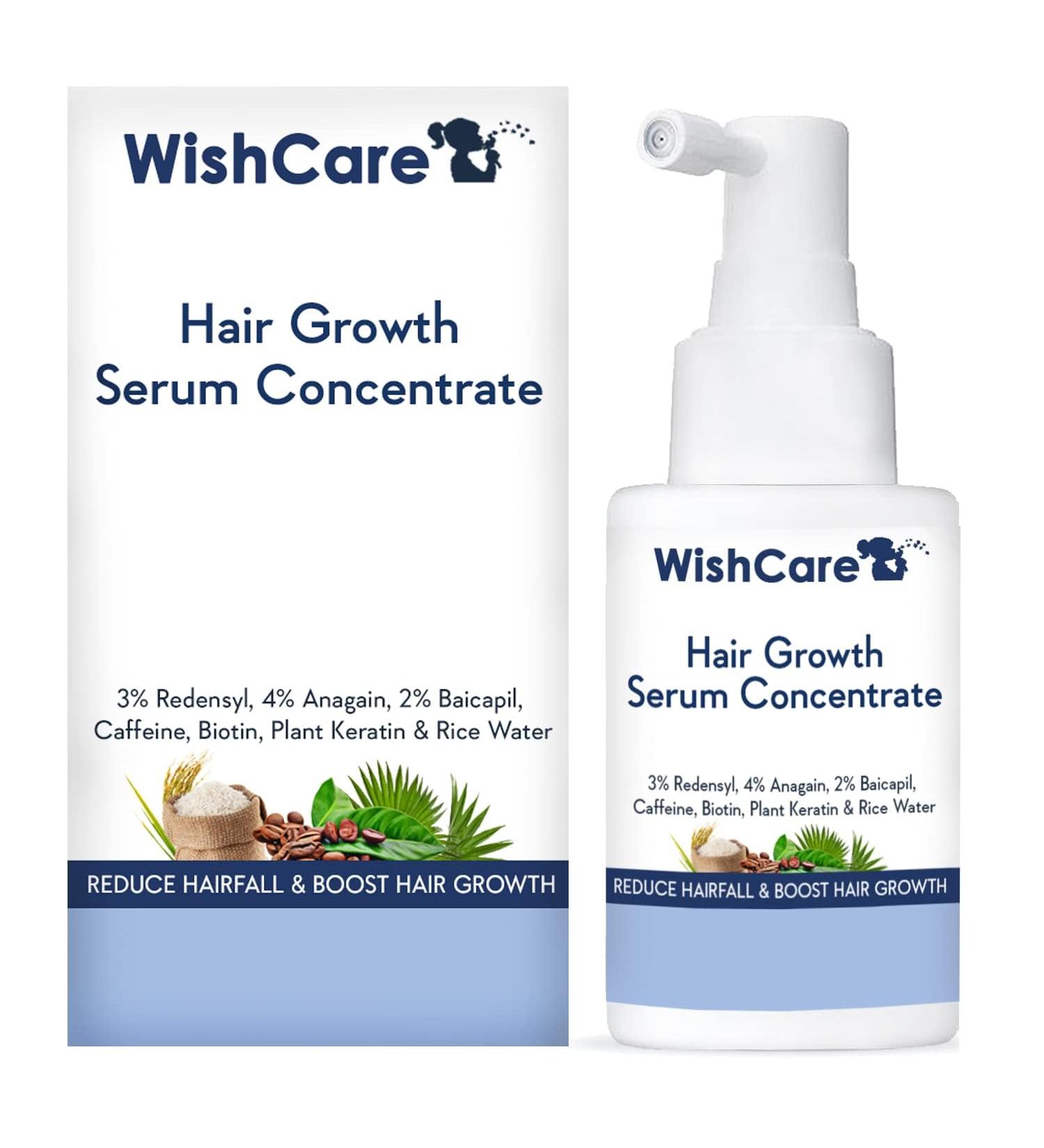 WishCare Hair Growth Serum Concentrate - 3% Redensyl 4% Anagain 2% Baicapil Caffeine Biotin Plant Keratin & Rice Water - Hair Growth Serum for Men & Women 30ml - Buy Online on GoSupps.com