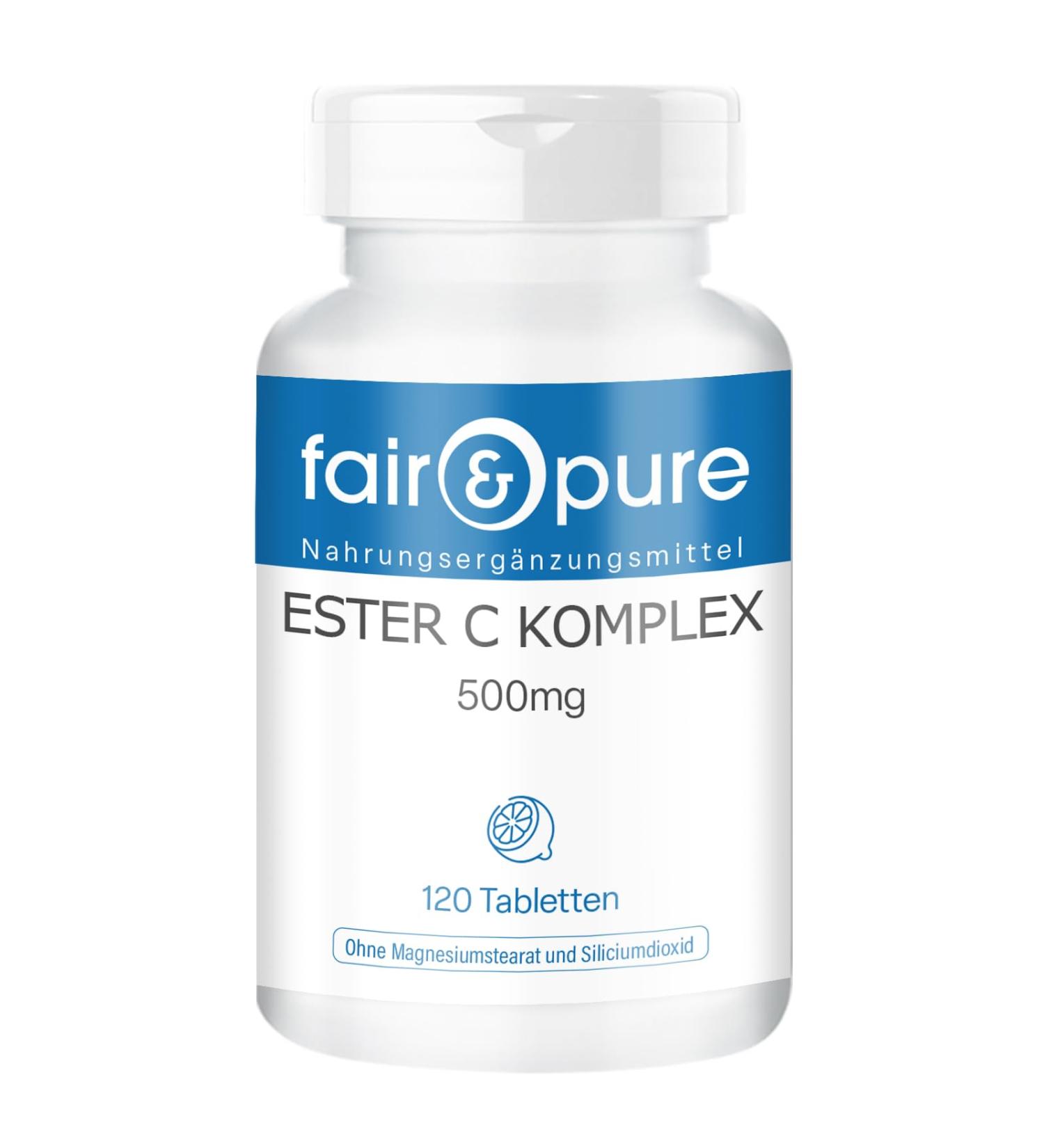 Fair & Pure - Ester C Complex - avec 500mg de Vitamine C 333mg de Bioflavono des & Ac rola - 120 comprim s - Buy Online on GoSupps.com