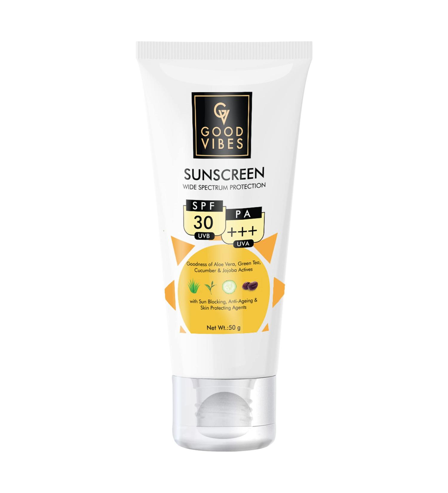 Good Vibes Wide Spectrum Sunscreen With Spf 30 (50 G) - Buy Online on GoSupps.com