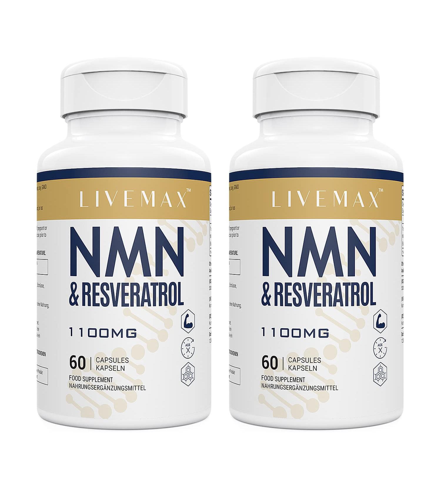 NAD+ & Trans-Resveratrol Complex 1100mg | Anti-Aging Antioxidant Supplement | Enhanced with Black Pepper Extract for Superior Absorption (120 Capsules) 60 count (Pack of 2) - Buy Online on GoSupps.com