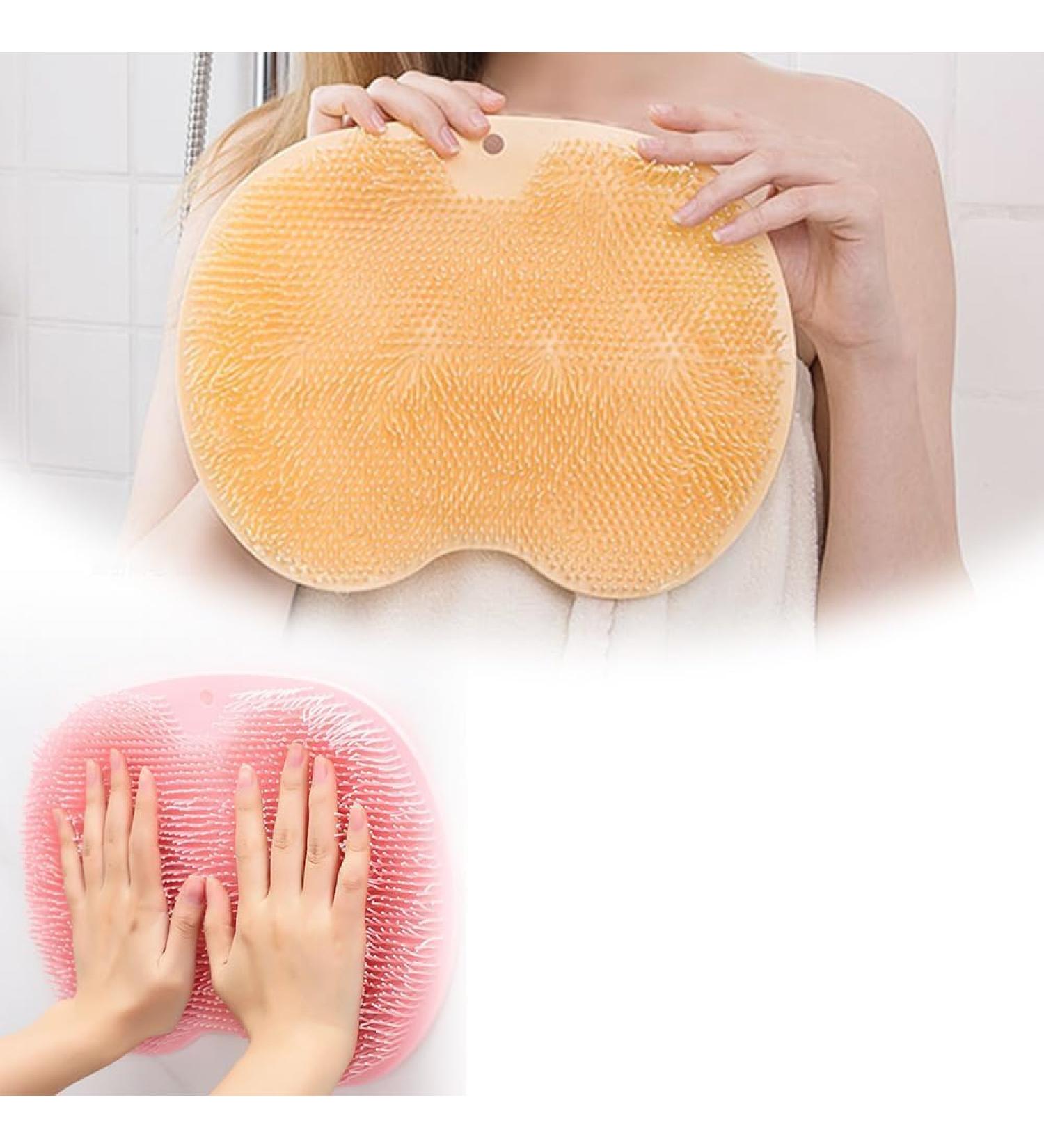Shower Foot & Back Scrubber with Massage Pad | 2024 Non-Slip Cleaning Mat for Men & Women | Yellow Footrest with Suction Cups - Buy Online on GoSupps.com