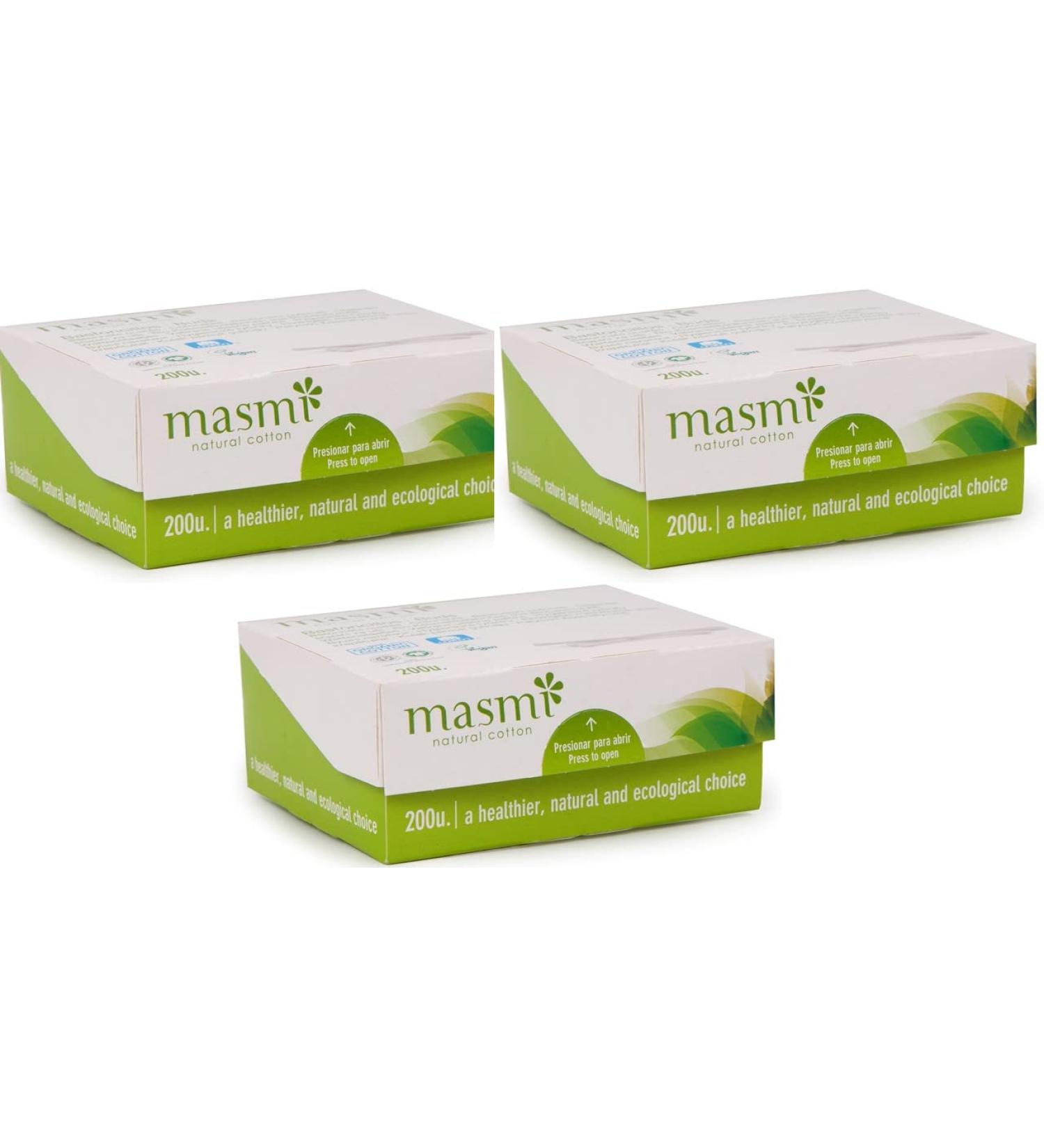 Buy 3 x 200 Masmi Certified Organic Cotton Buds - Biodegradable with Compressed Paper Stick | Eco-Friendly & International Shipping - Buy Online on GoSupps.com