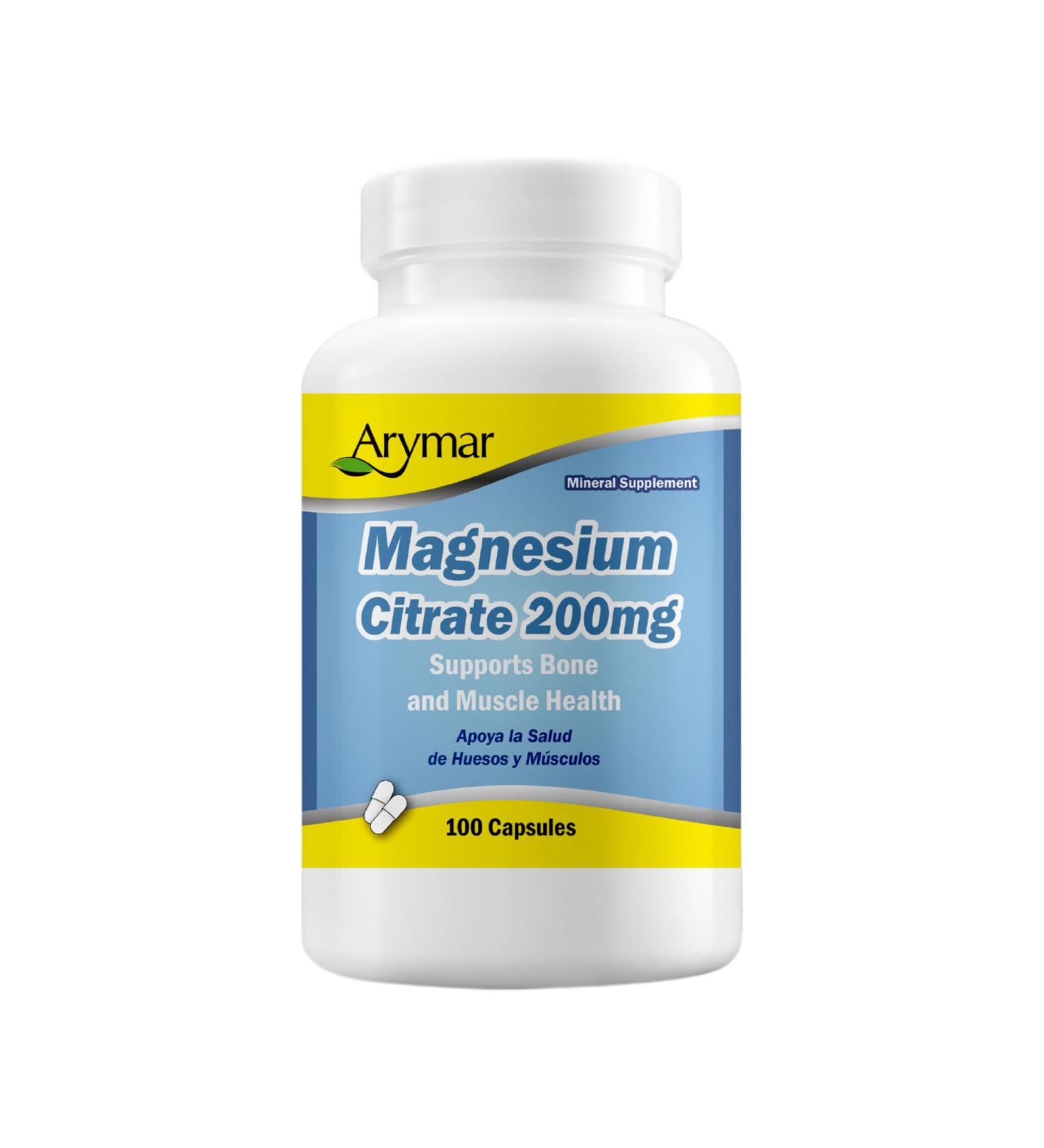 Arymar Magnesium Citrate 1250mg - High Potency Magnesium Supplement - 100 Capsules - Buy Online on GoSupps.com