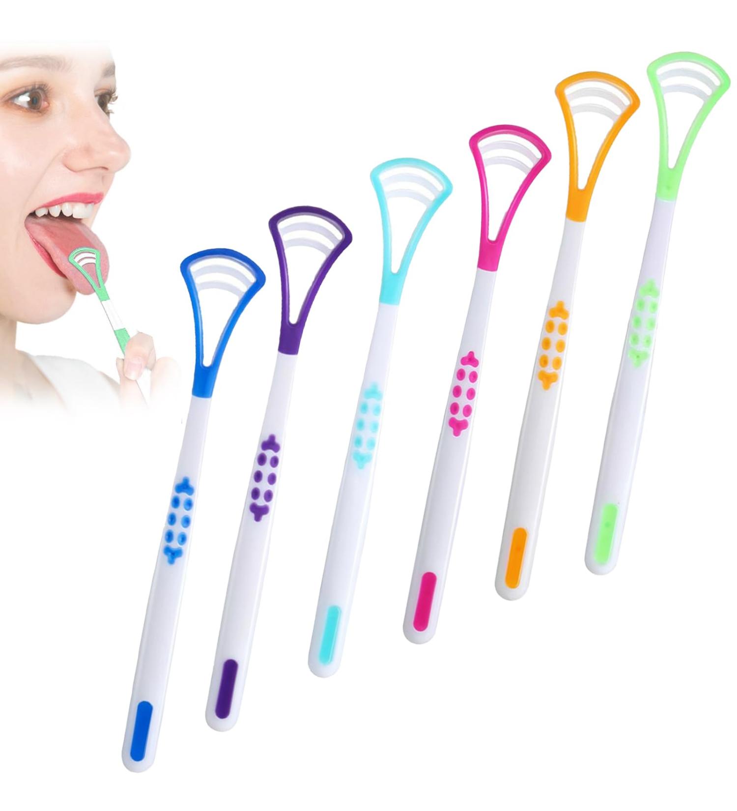 Rumgug 6 Pieces 2in1 Tongue Cleaner for Adults and Children Tongue Cleaner Scraper Soft Tongue Scraper Tongue Brush Tounge Scraper Brush for Oral Hygiene and Fresh Breath Removes Bad Breath B - Buy Online on GoSupps.com