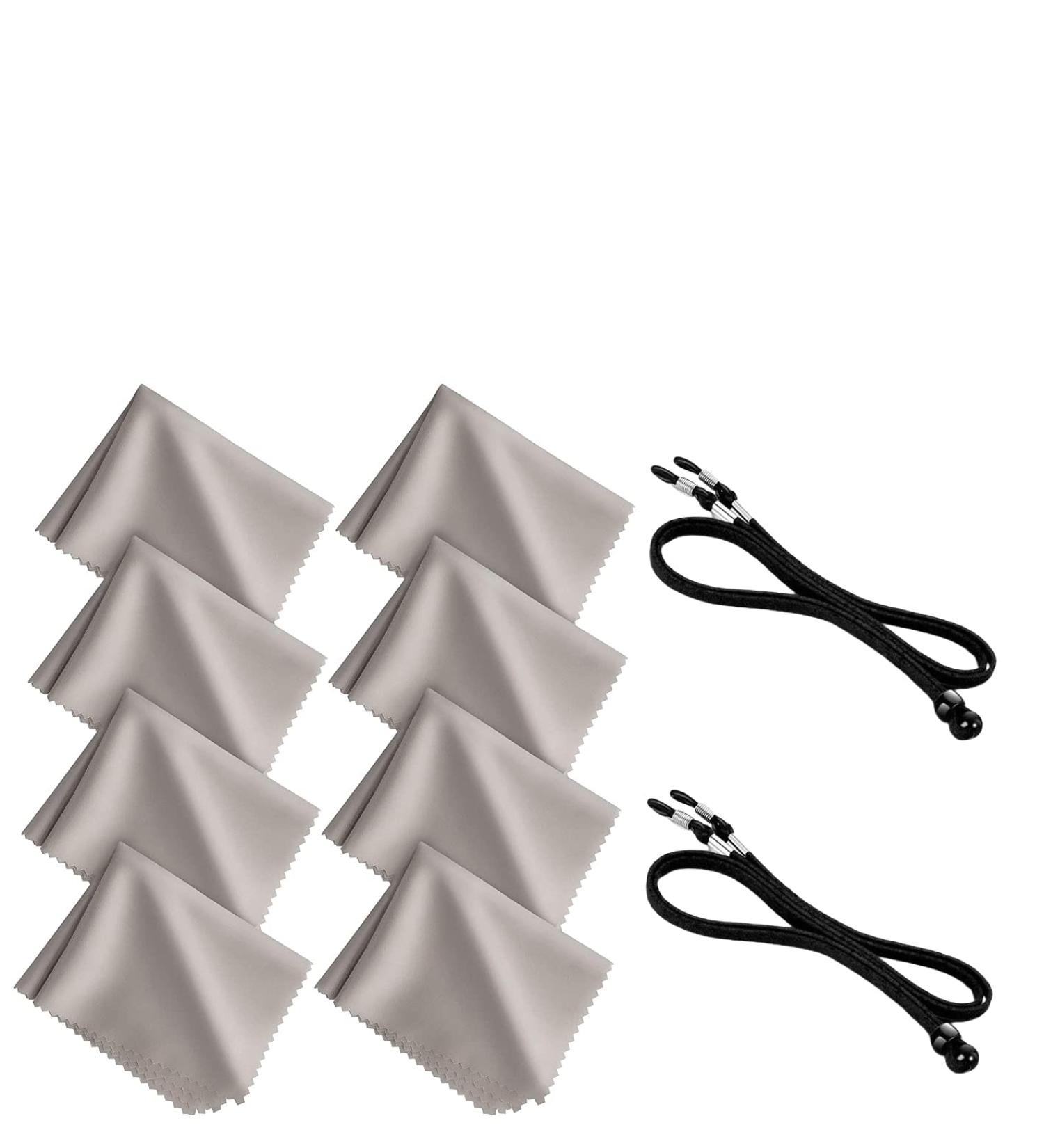 Microfiber Cleaning Cloths 8 Pack (6x6) | Eyeglasses Phone Screen & Camera Lens Cleaner | Includes 2 Free Eyeglasses Holder Straps - Buy Online on GoSupps.com