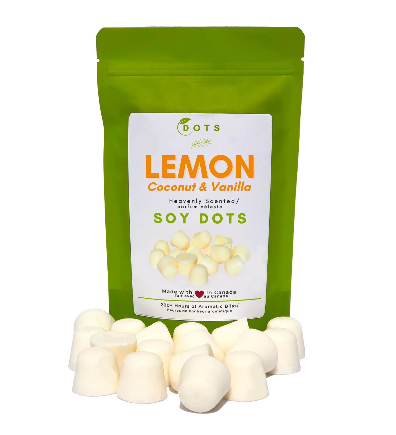 Lemon Coconut Vanilla Scented Wax Melt Soy DOTS-200+ Hours of Canadian-Made Aromatic Bliss-Eco Responsible Candle Rice Paper Pouches Reduce Plastic Waste-Use in Your Favourite Candle Wax Melter - Buy Online on GoSupps.com