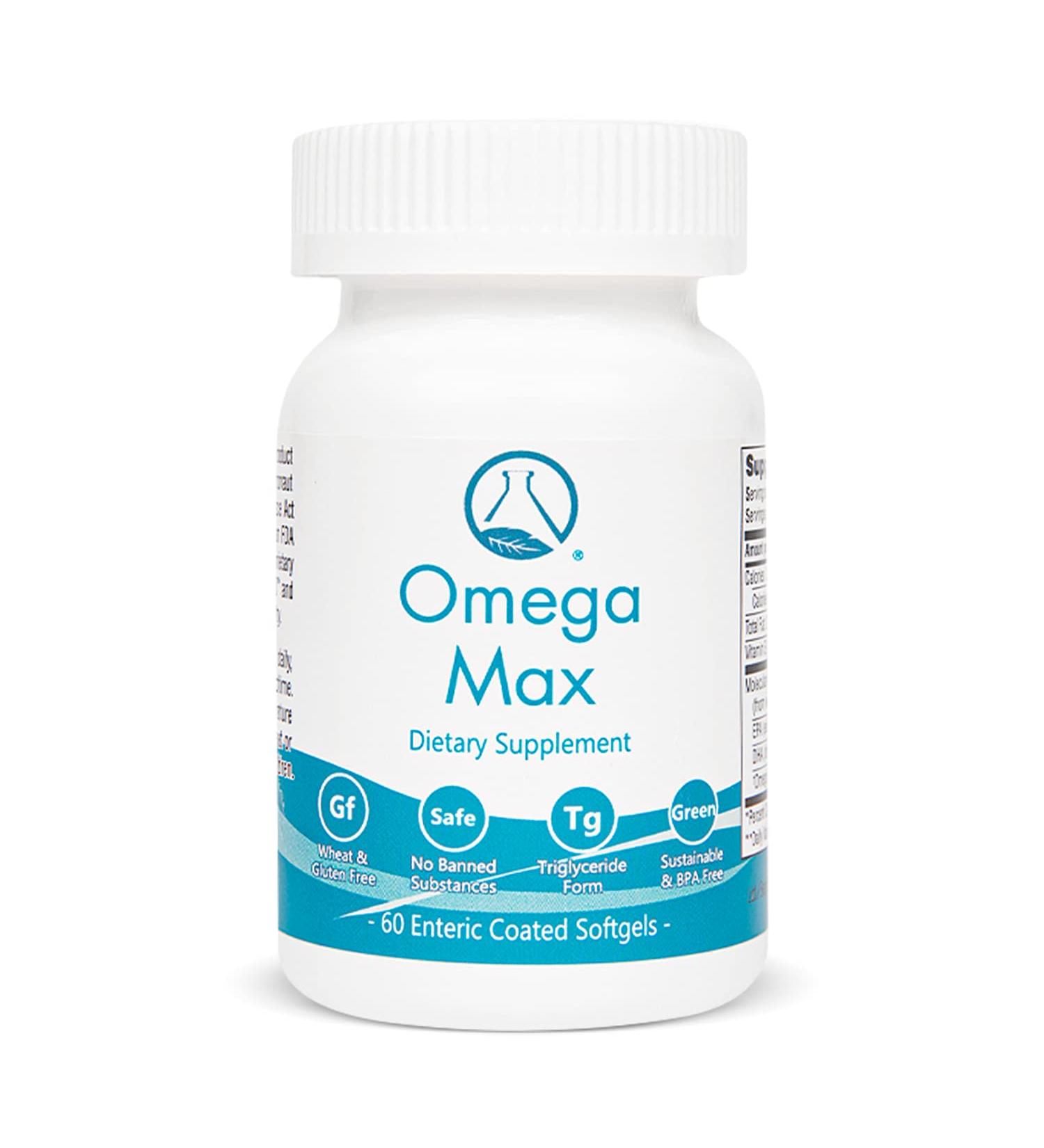Nugevity Omega Max No Burp Fish Oil Dietary Supplement - Omega 3 EPA DHA Supplement for Heart Brain and Vision - Premium Fish Oil Co-Developed by NASA 60 ct Enteric Softgels (2000mg/serving) - Buy Online on GoSupps.com