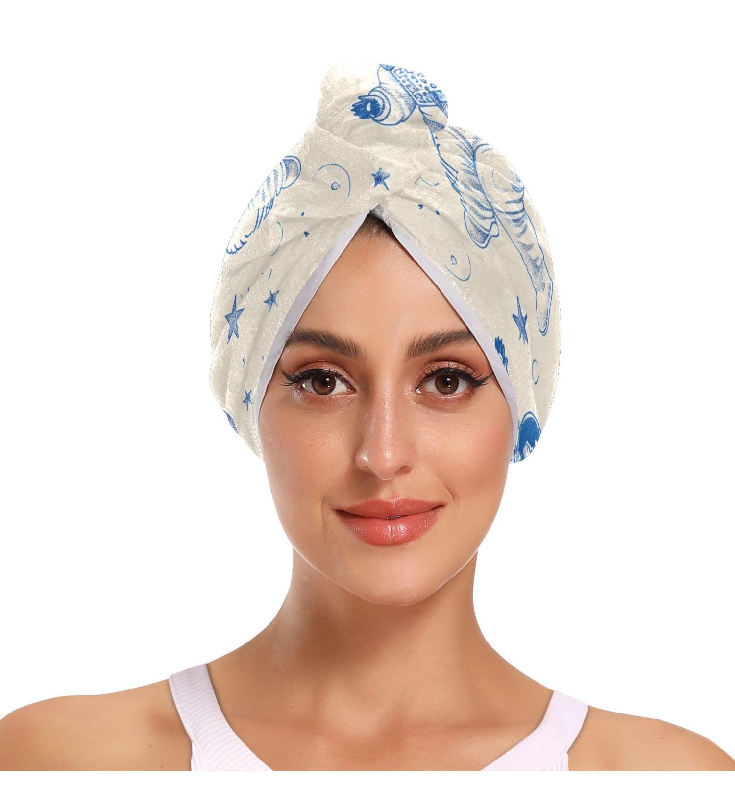 Space Dogs Astronauts Hair Towel 2 Pack - Super Absorbent Quick Dry Hair Turbans for Women & Girls | Perfect for Fast Hair Drying - Buy Online on GoSupps.com