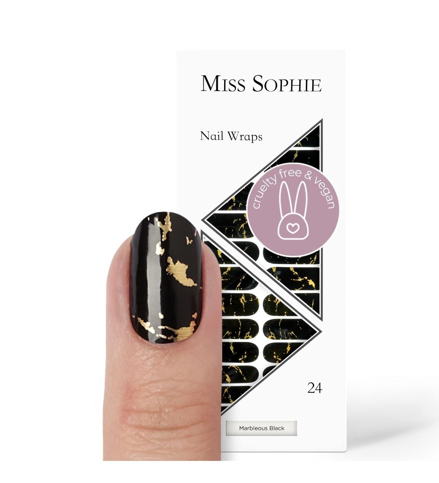 Miss Sophie Marbleous Black Nail Wraps - 24 Ultra-Thin, Self-Adhesive & Long-Lasting - Buy Online on GoSupps.com