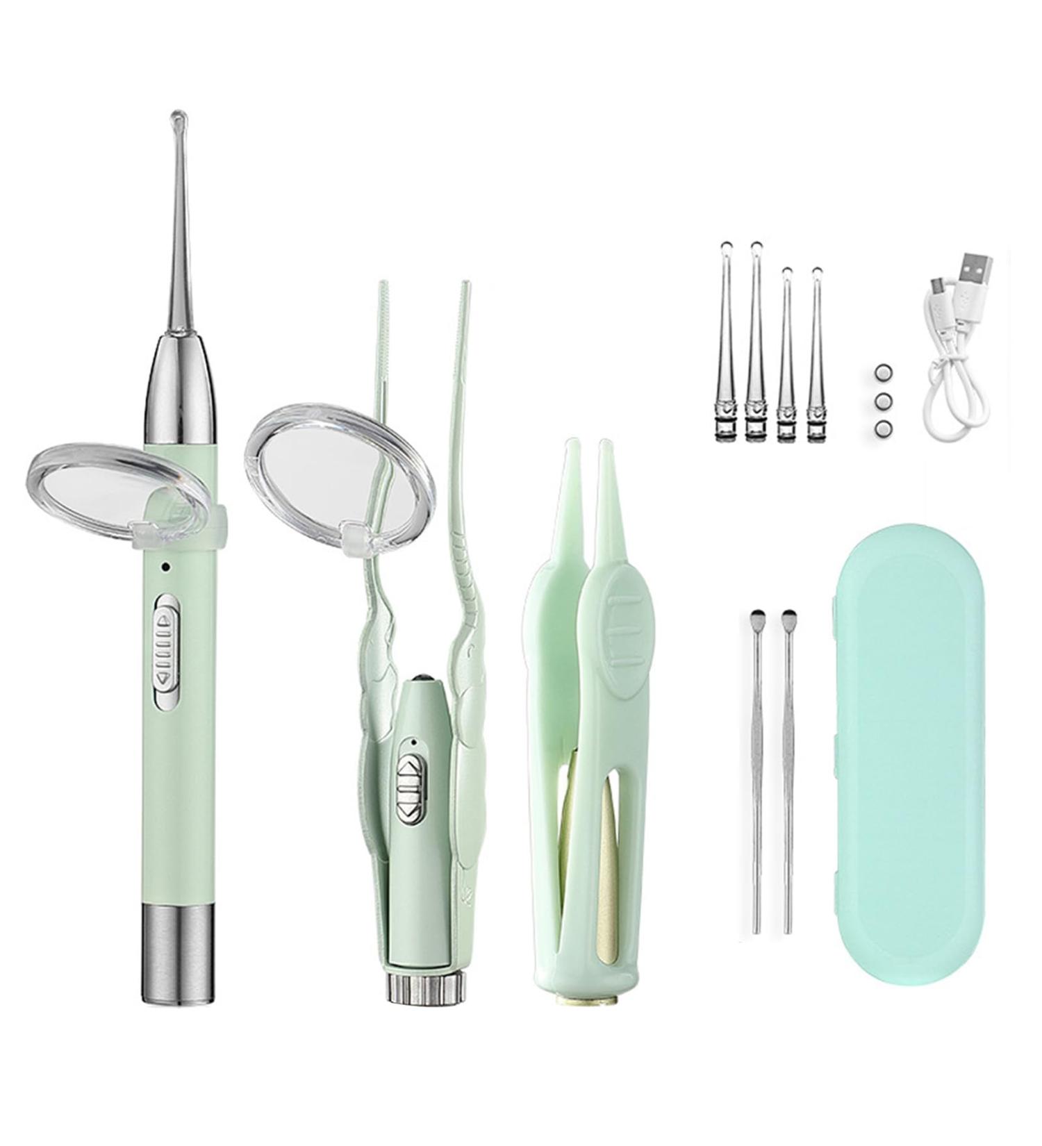 LED Ear Wax Removal Kit - Gentle & Safe for Kids - Wide Handle, Built-in Light - Light Green - Buy Online on GoSupps.com