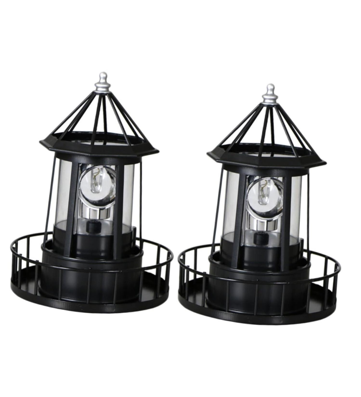 2pcs Solar Rotating Light Outdoor Lighthouse Exterior Solar Powered Lights Retro Decor Towers Statue Lights Rotating Landscape Light Solar Lighthouse Yard Solar Lighthouse Lantern (Black) - Buy Online on GoSupps.com