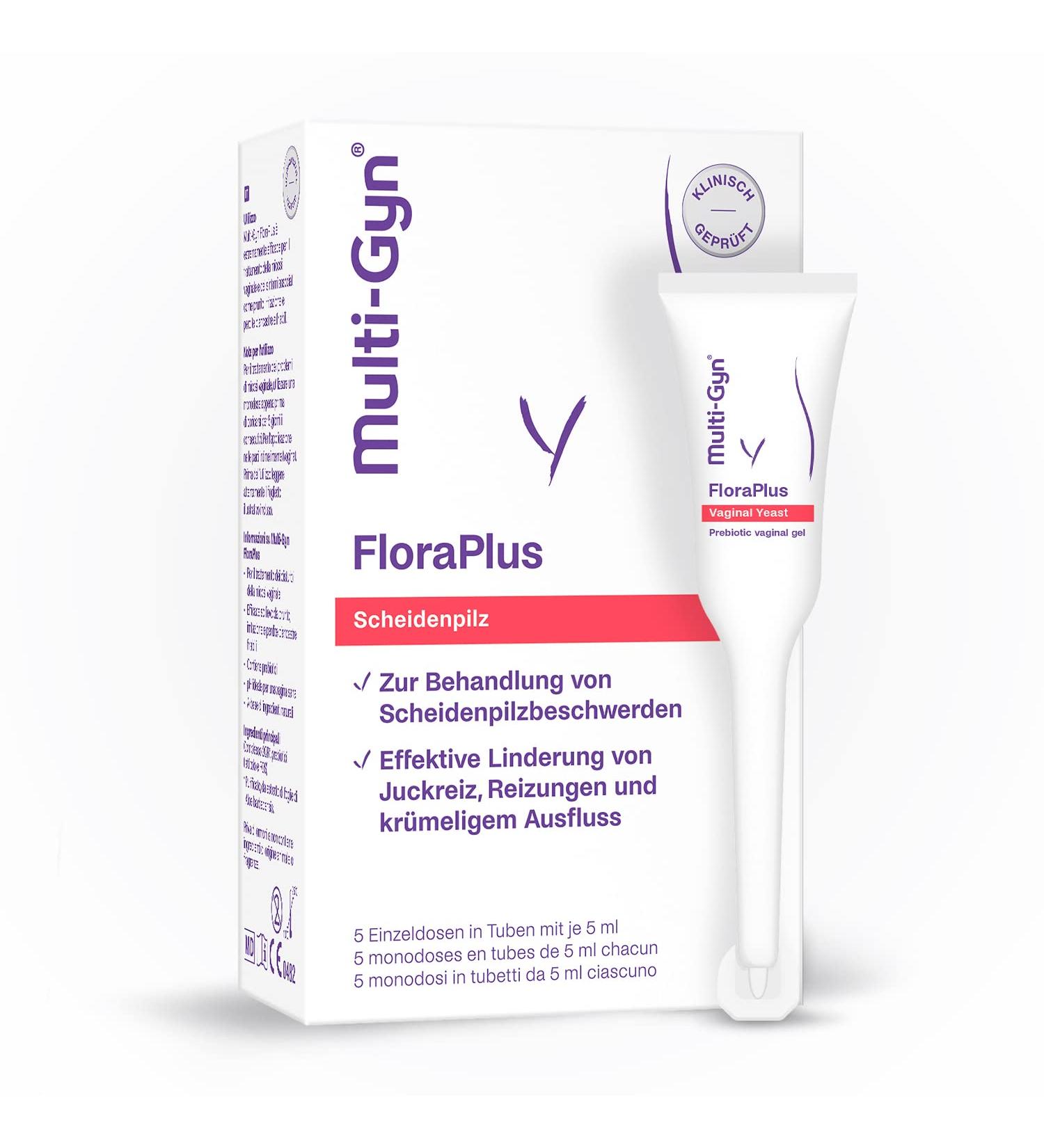 Multi-Gyn FloraPlus Intimate Cream - 5ml Treatment for Vaginal Infections (Candidiasis) - Immediate Relief for Itching & Irritation - 5 Single Dose Tubes with Prebiotika - Buy Online on GoSupps.com