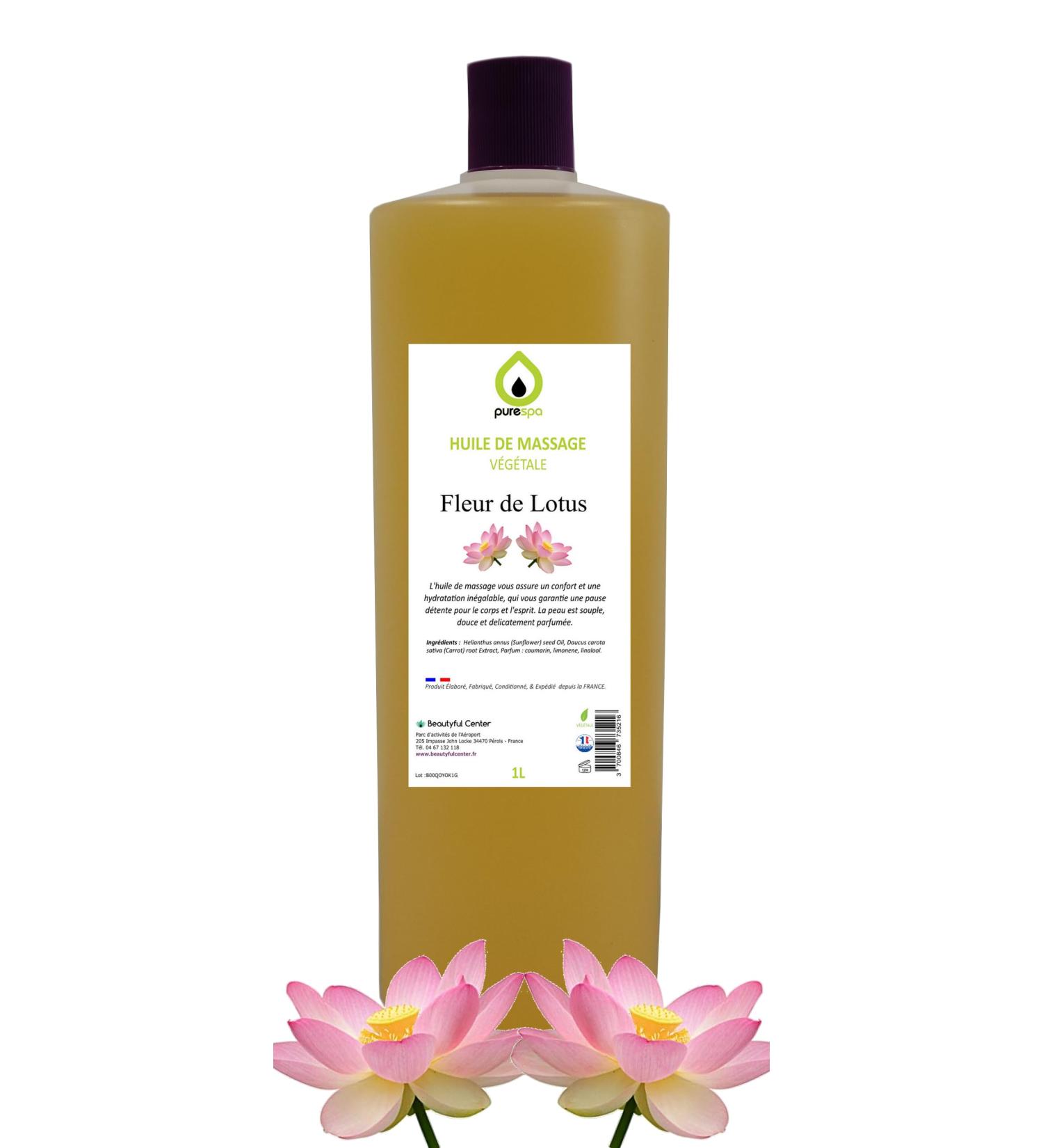 Purespa Fragrant Herbal Massage Oil 100% Relaxing and Exotic Natural Massage (Lotus 1 Liter)