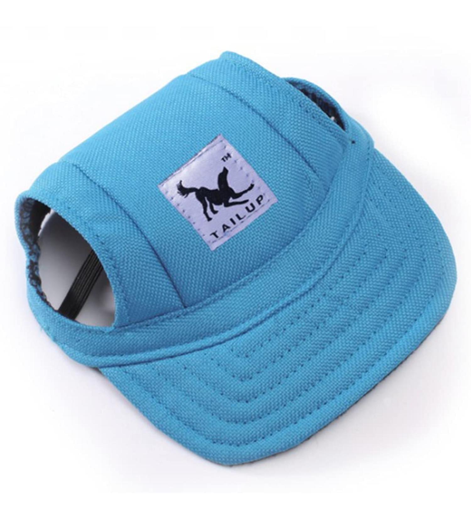 Adjustable Small Dog Baseball Hat with Ear Holes - Summer Sun Protection Cap for Dogs & Cats (M Blue) - Buy Online on GoSupps.com