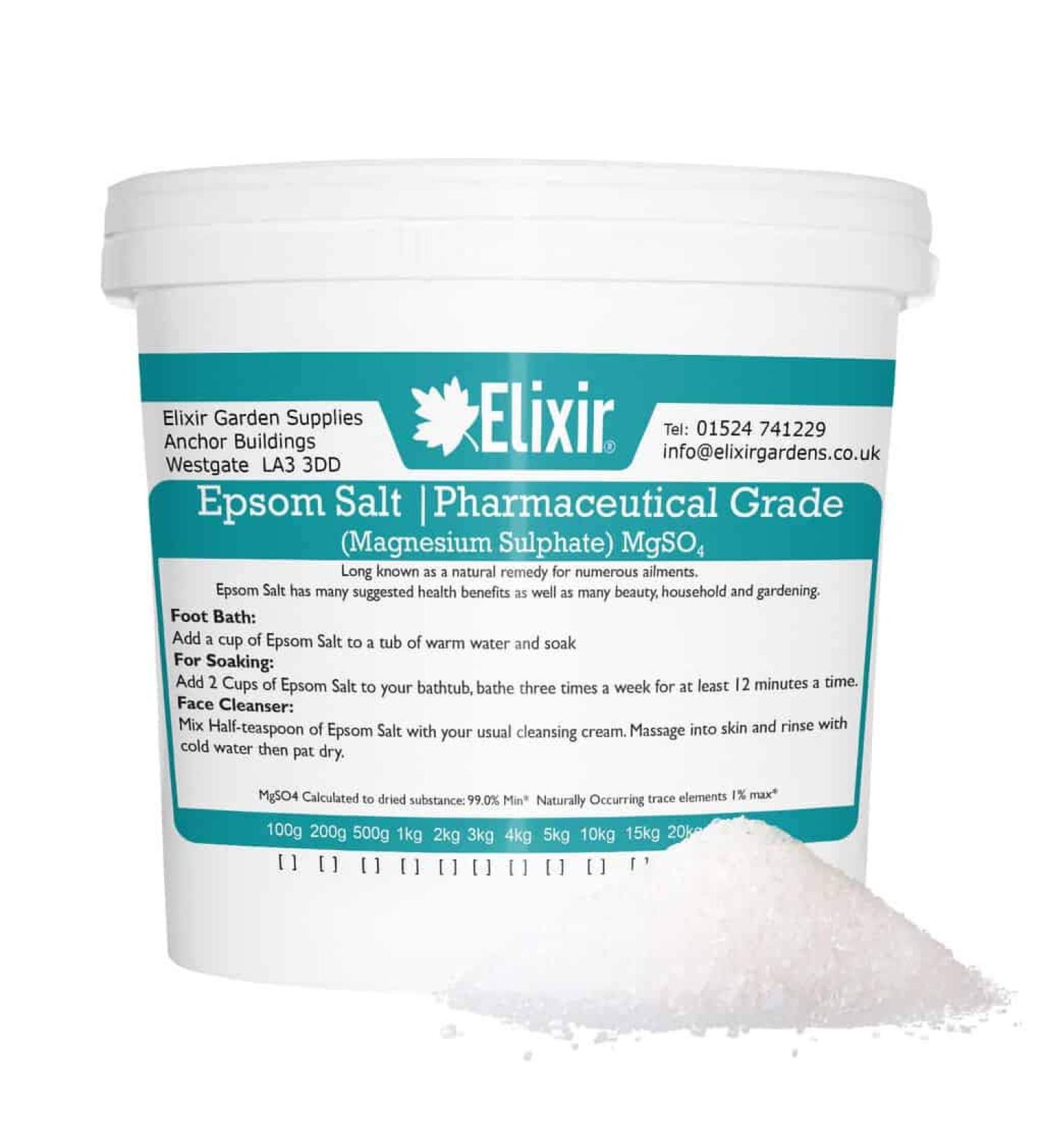 Elixir Gardens Epsom Bath Salt Pharmaceutical Grade 10kg Supplied in Tub 10 kg (Pack of 1) - Buy Online on GoSupps.com
