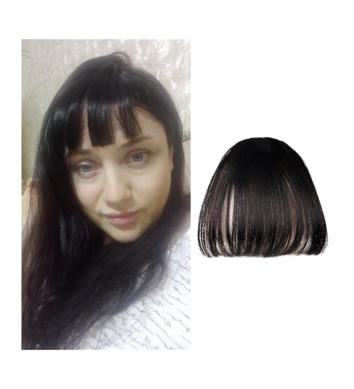 Bangs Clip in Bangs Fake Invisible Synthetic Bangs Front Fringes One Piece Straight Clip in Hair pieces Hair Extensions 3D-neat Flat Air Bangs Fake Hair Accessories for Women Curved Bangs for Daily 2 pcs K20 2# - Buy Online on GoSupps.com